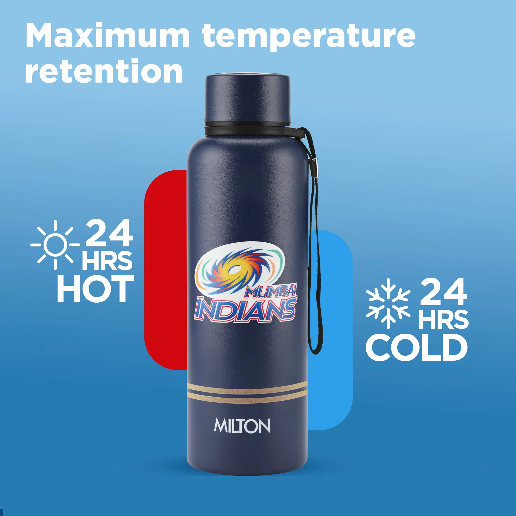 Sports Aura UV Printing Thermosteel Bottle - Mumbai Indians (MI) - Milton - Image 2