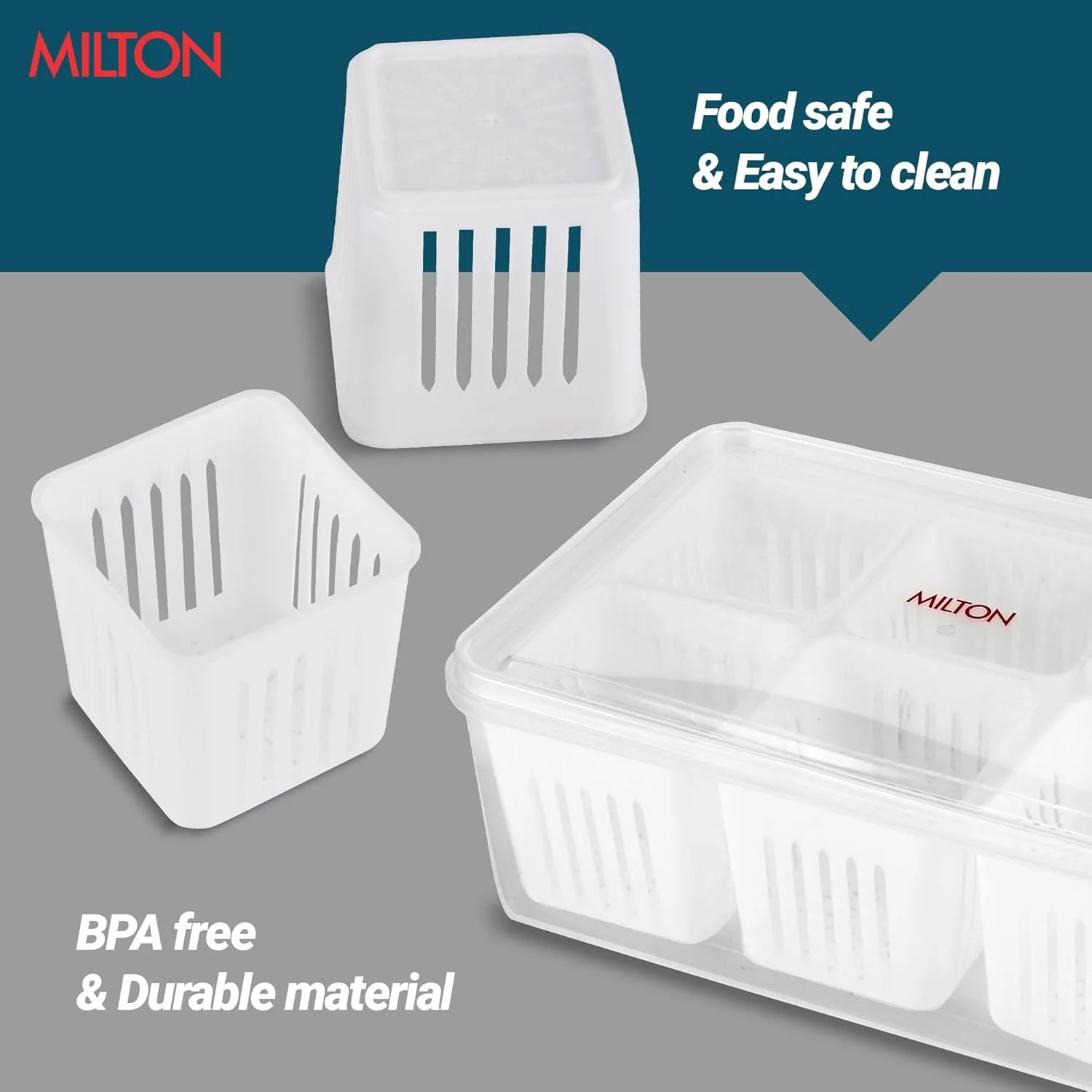 6 Grid Fridge Storage Containers (Milton) - Image 4