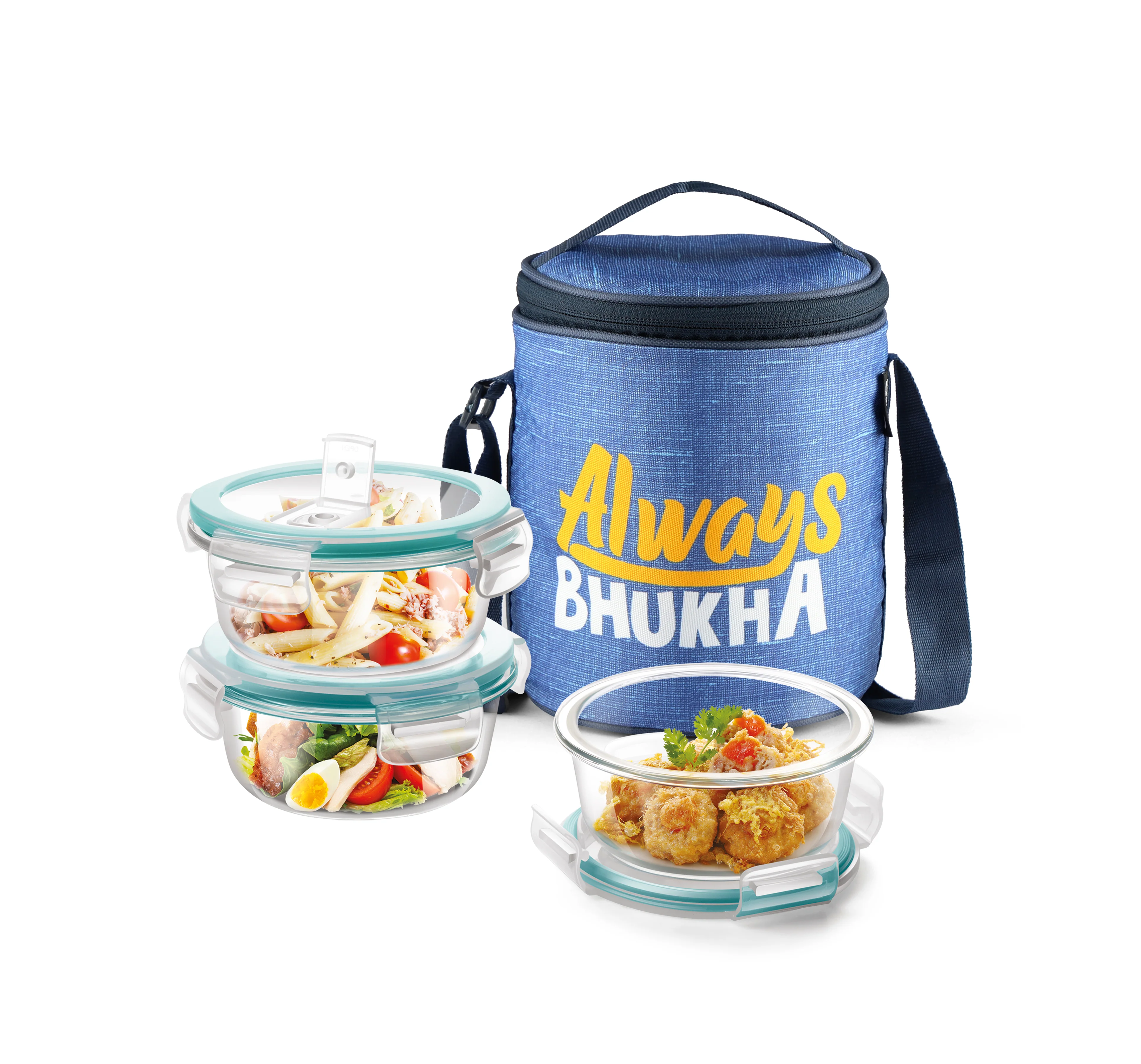 "Always Bhukha" - Glass Tiffin with Printed Jacket (Milton) - Image 4