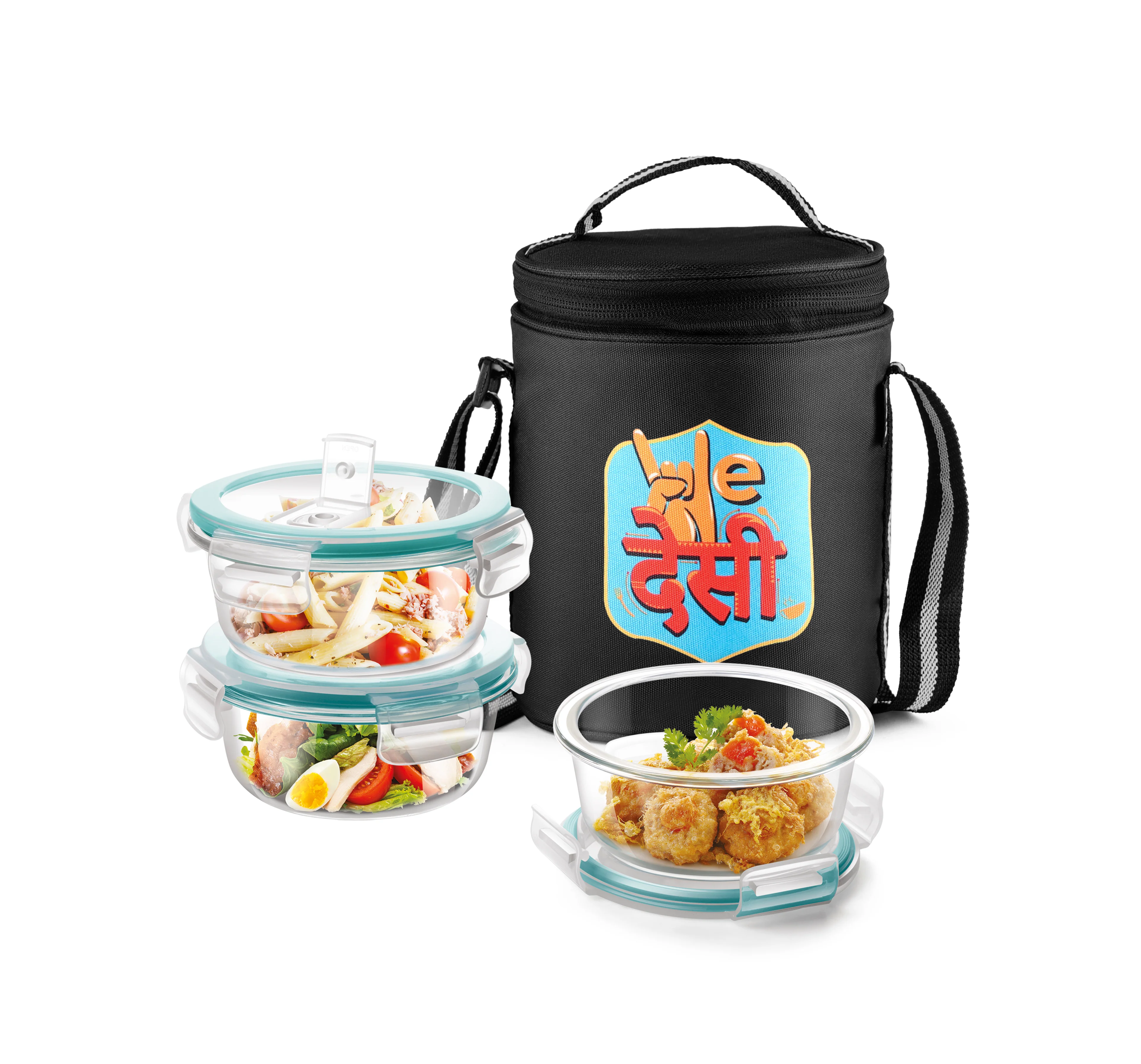 "We Desi" - Glass Tiffin with Printed Jacket (Milton) - Image 3