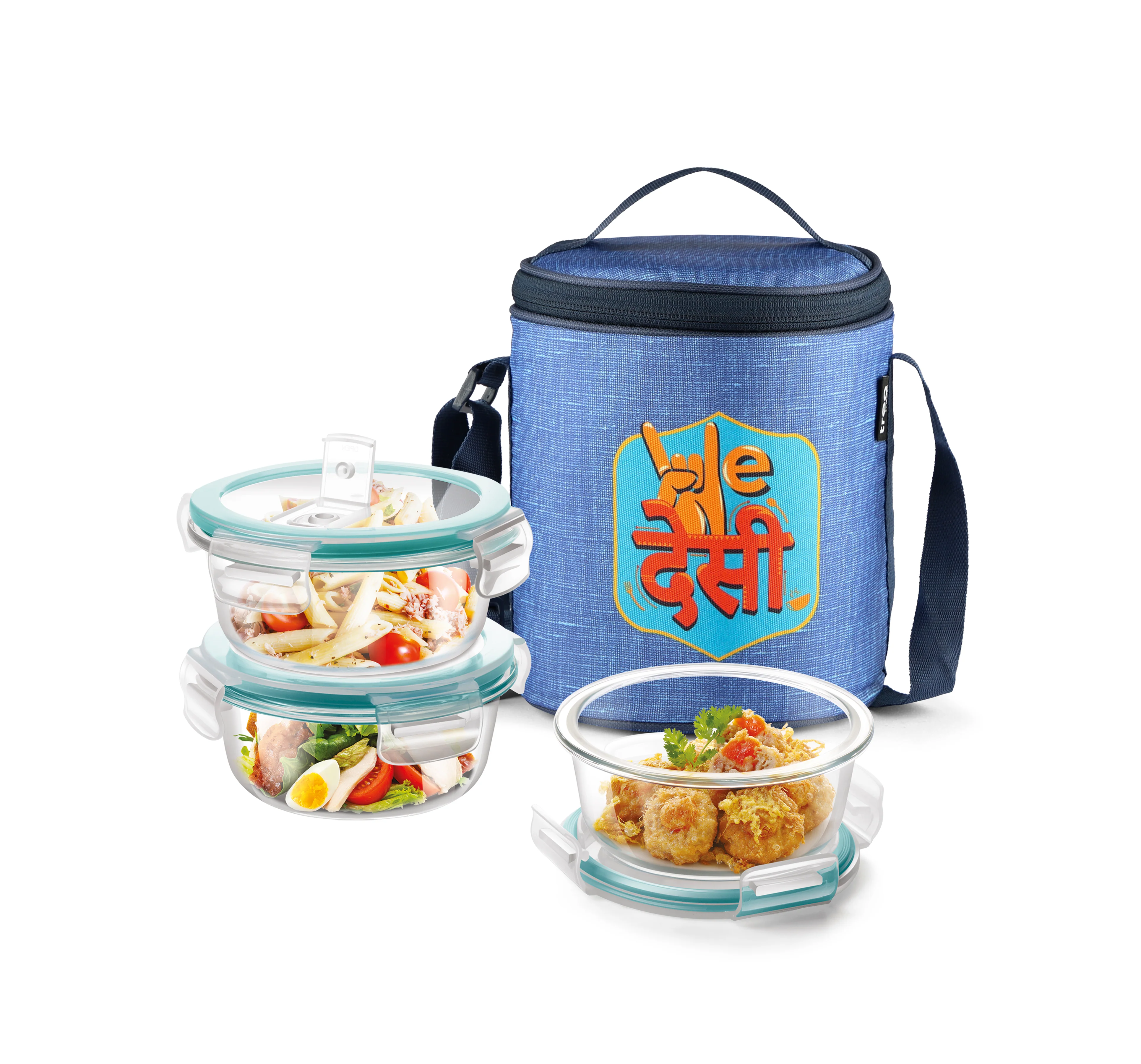 "We Desi" - Glass Tiffin with Printed Jacket (Milton) - Image 4