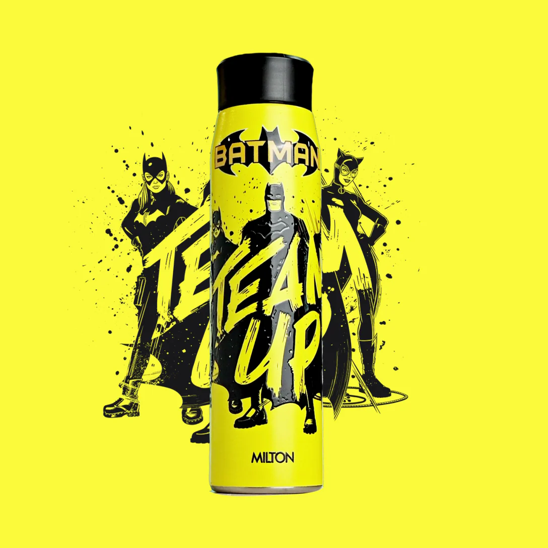 Batman 3D Yellow Design Handy Stainless Steel Bottle (Milton) - Image 3