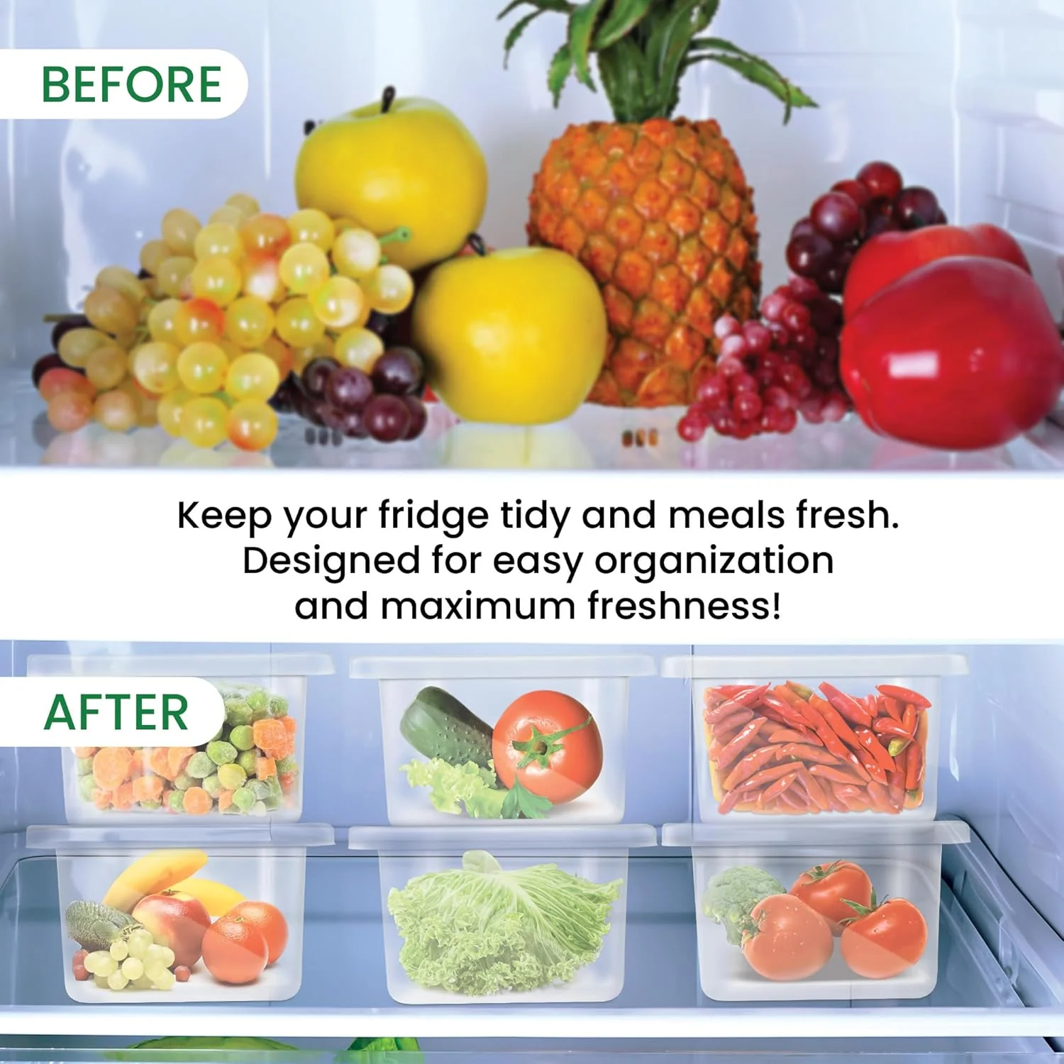 Cryo Fridge Storage Boxes Set of 6 Fridge Organizer Container (Milton) - Image 5