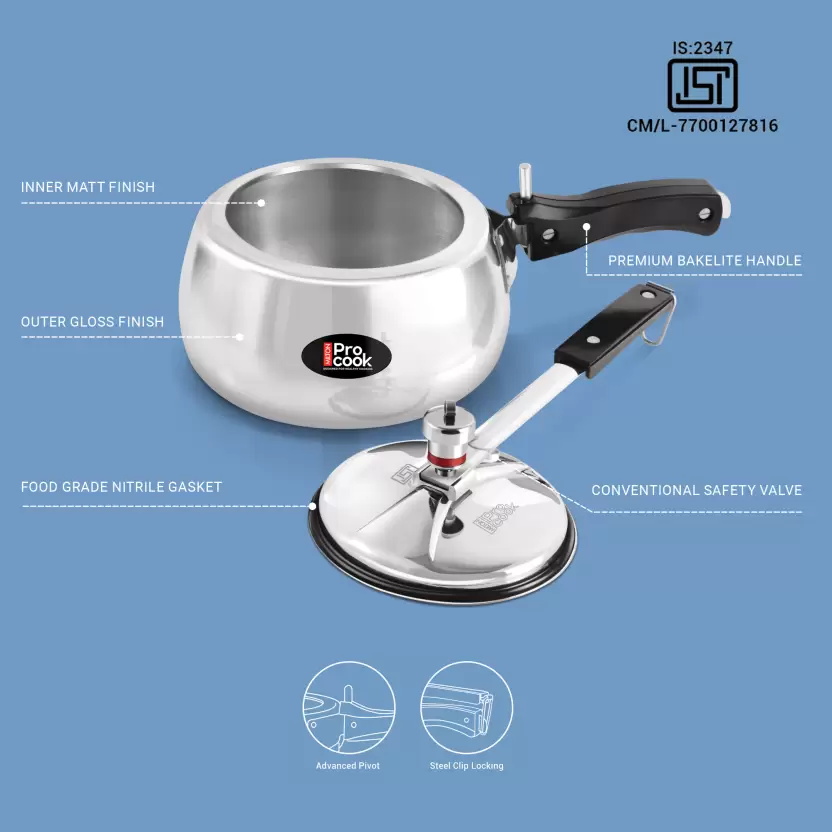 Curve Aluminium Pressure Cooker Inner Lid (Milton Procook) - Image 7