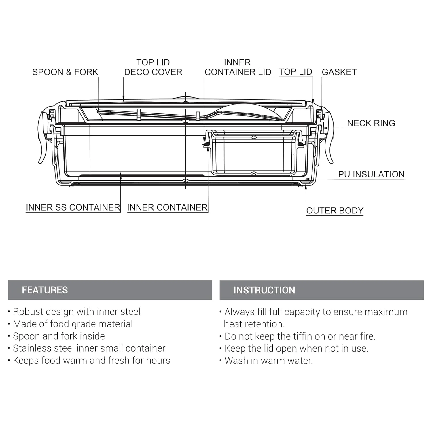 Flavour Inner Stainless Steel Tiffin Box (Milton) - Image 4