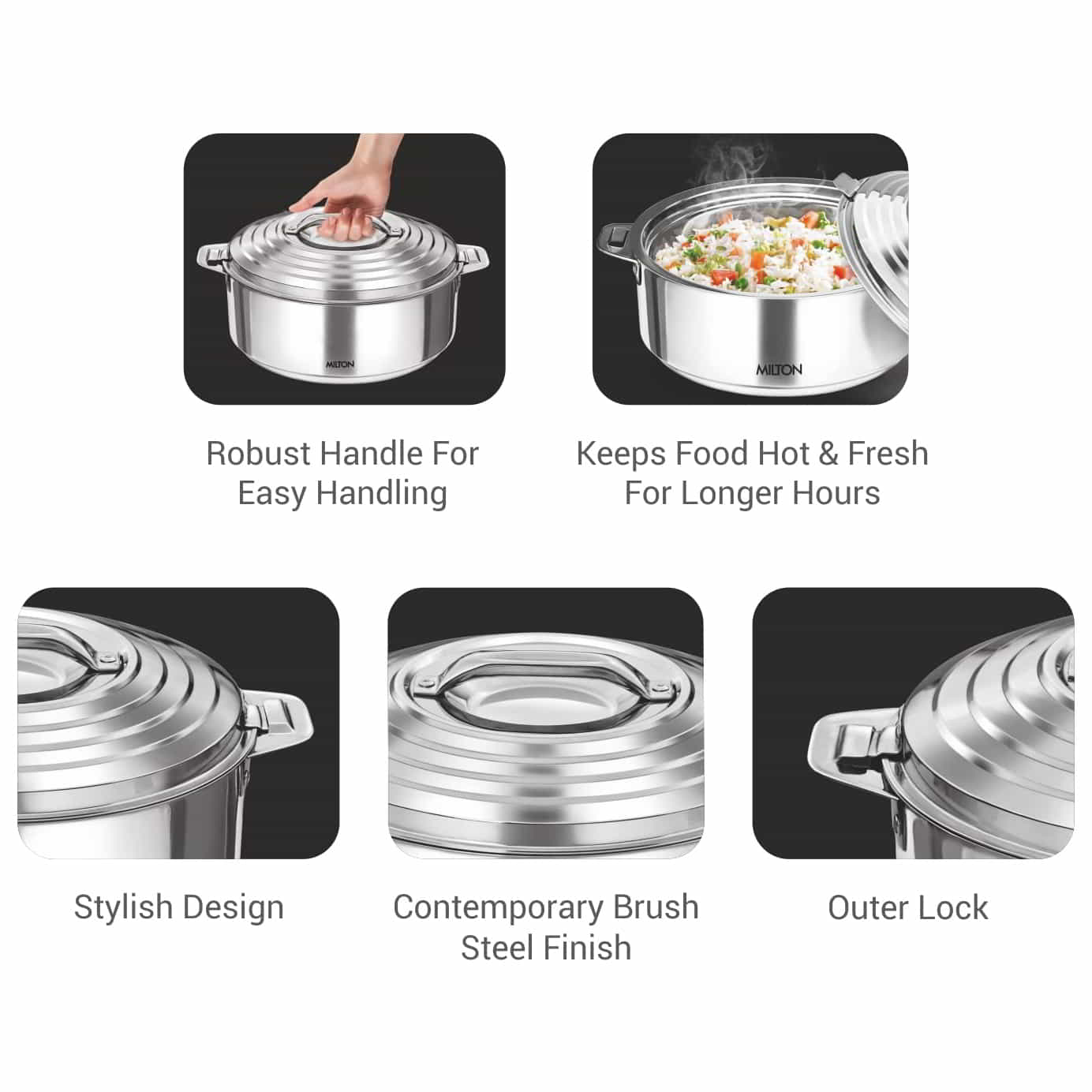 Galaxia Stainless Steel Casserole (Milton) - Image 6