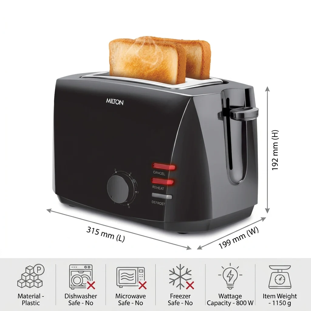 Gold Crust 2-Slice Pop Up Toaster (Milton Appliances) - Image 3