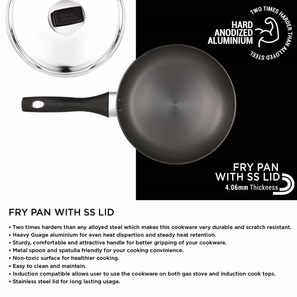 Hard Anodized Fry Pan With Stainless Steel Lid (Milton Procook) - Image 4