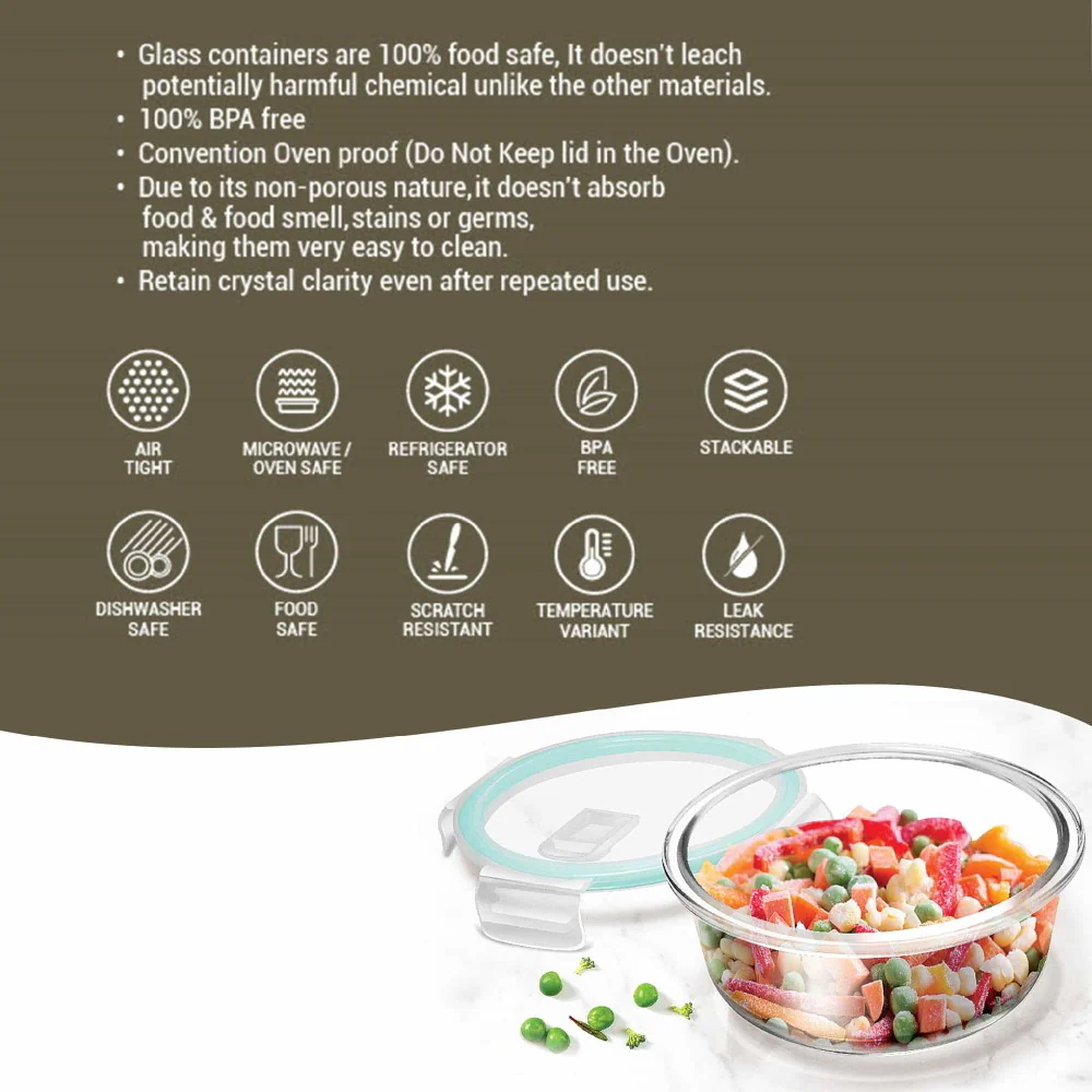 Hi Borosilicate.Clip Fresh Rnd Container (Treo by Milton) - Image 3