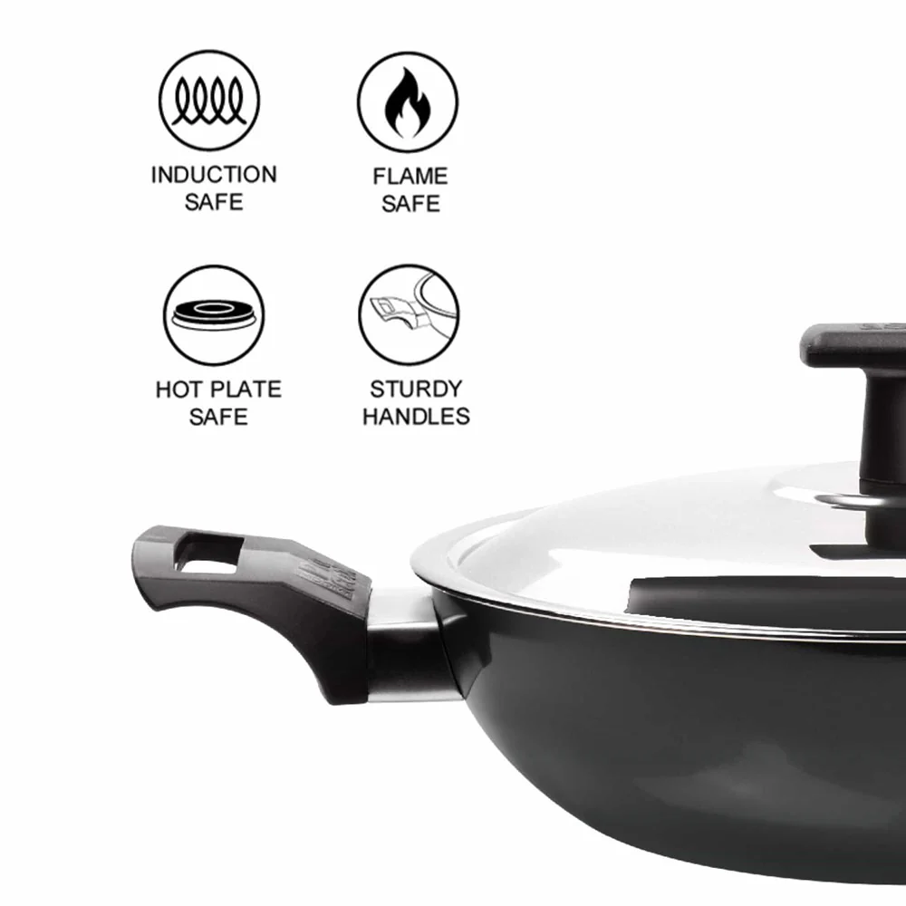 Kadhai Hard Anodized with Stainless Steel Lid (Milton Procook) - Image 3