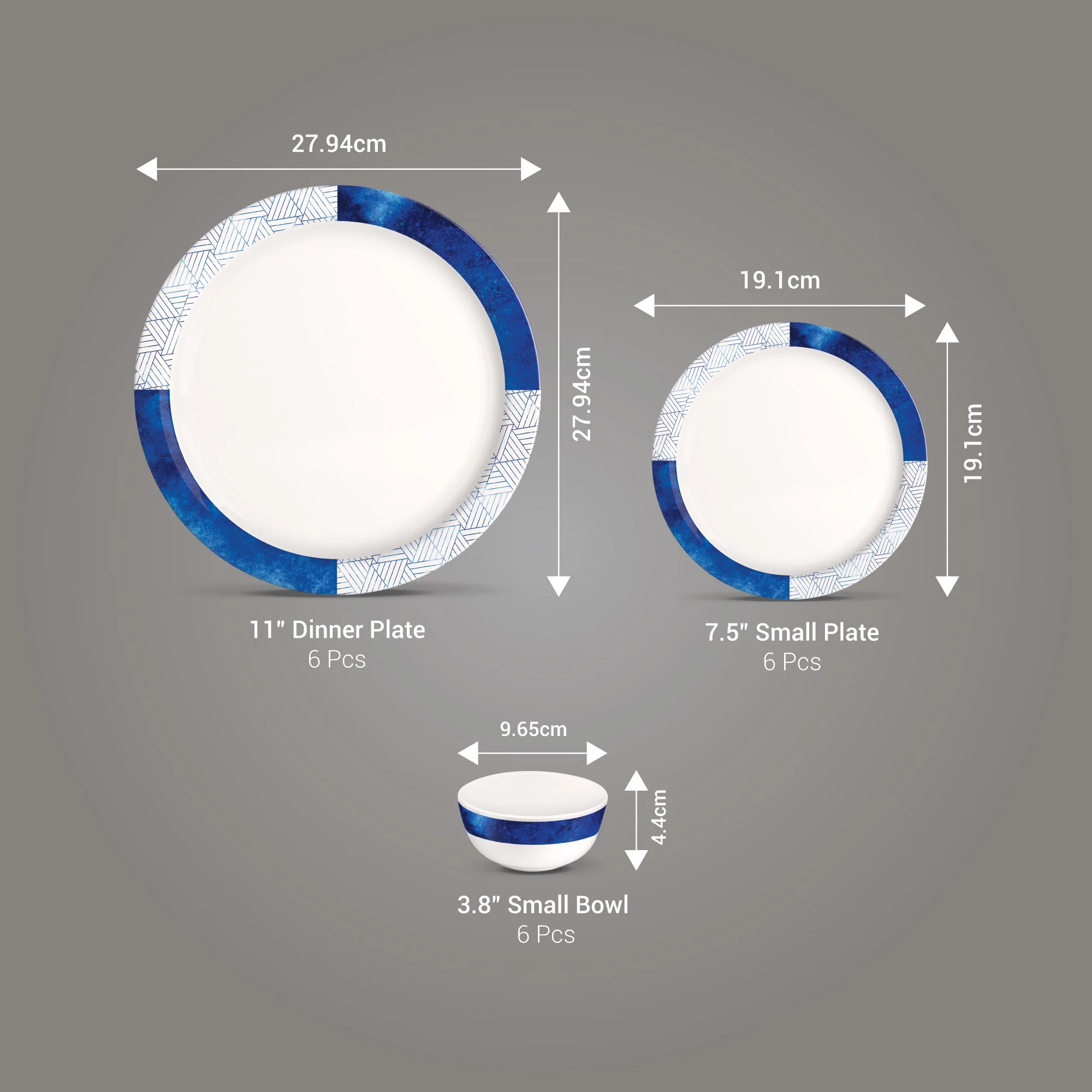 Lissome Dinner Set - Blue Geometry (Melamine) - Image 3