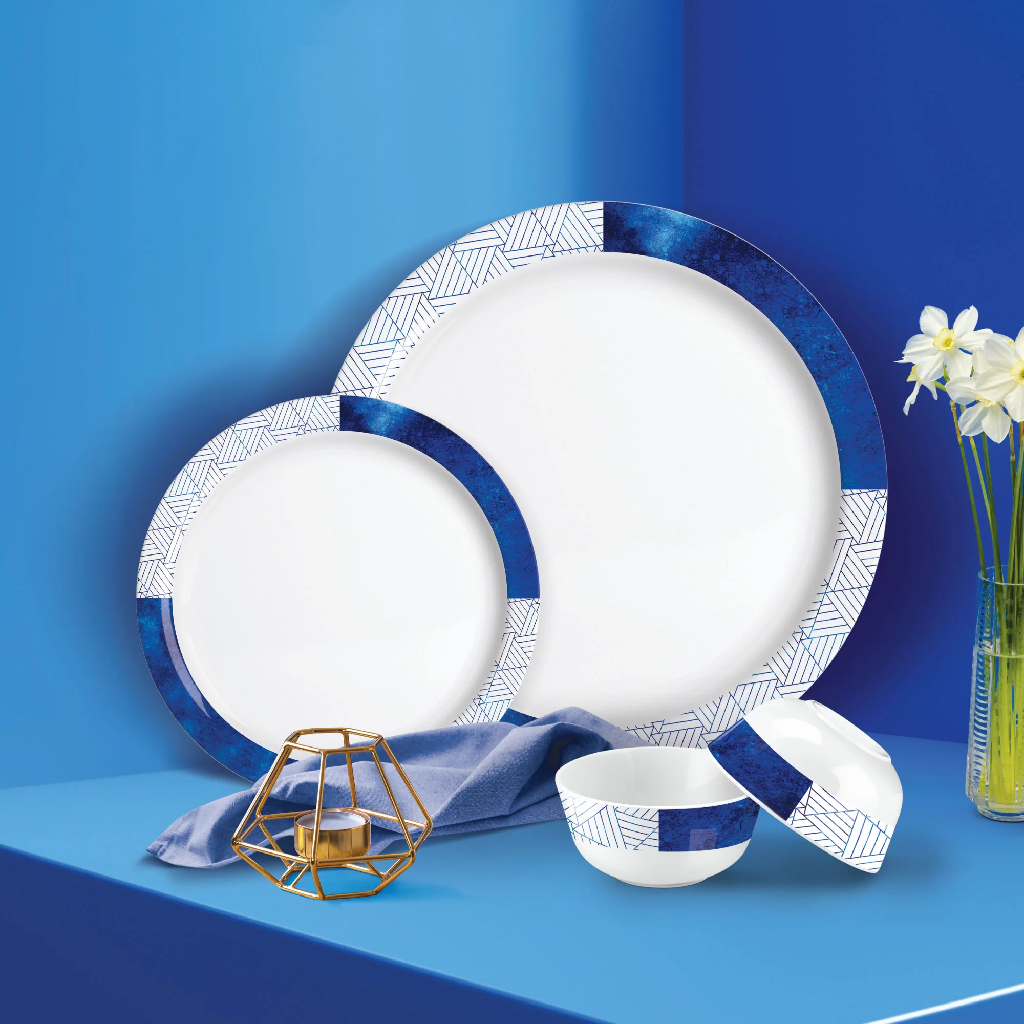 Lissome Dinner Set - Blue Geometry (Melamine) - Image 4