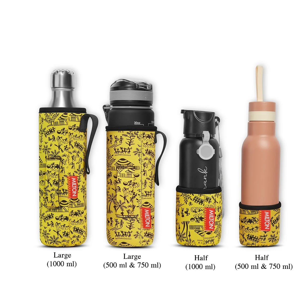 Neoprene Bottle Sleeve - Warli Art (Milton) - Image 2