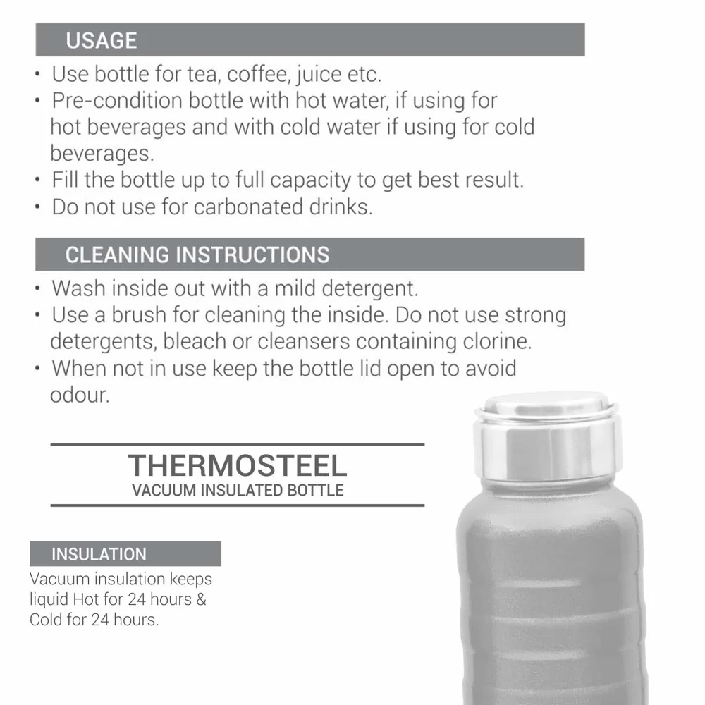Pebble With Steel Lid Thermosteel Bottle (Milton) - Image 6