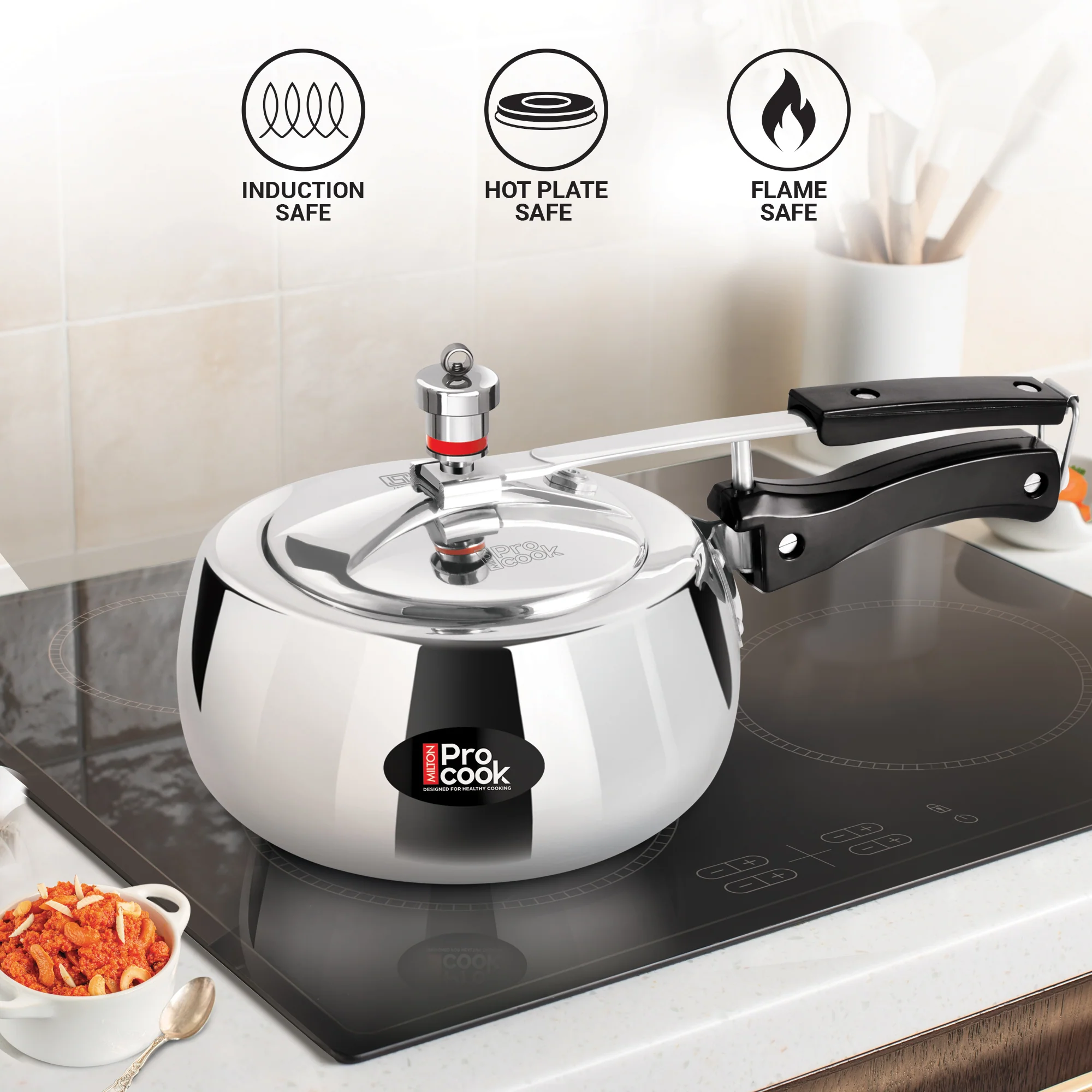 Inner Lid Curve Aluminium Induction Pressure Cooker (Milton Procook) - Image 2