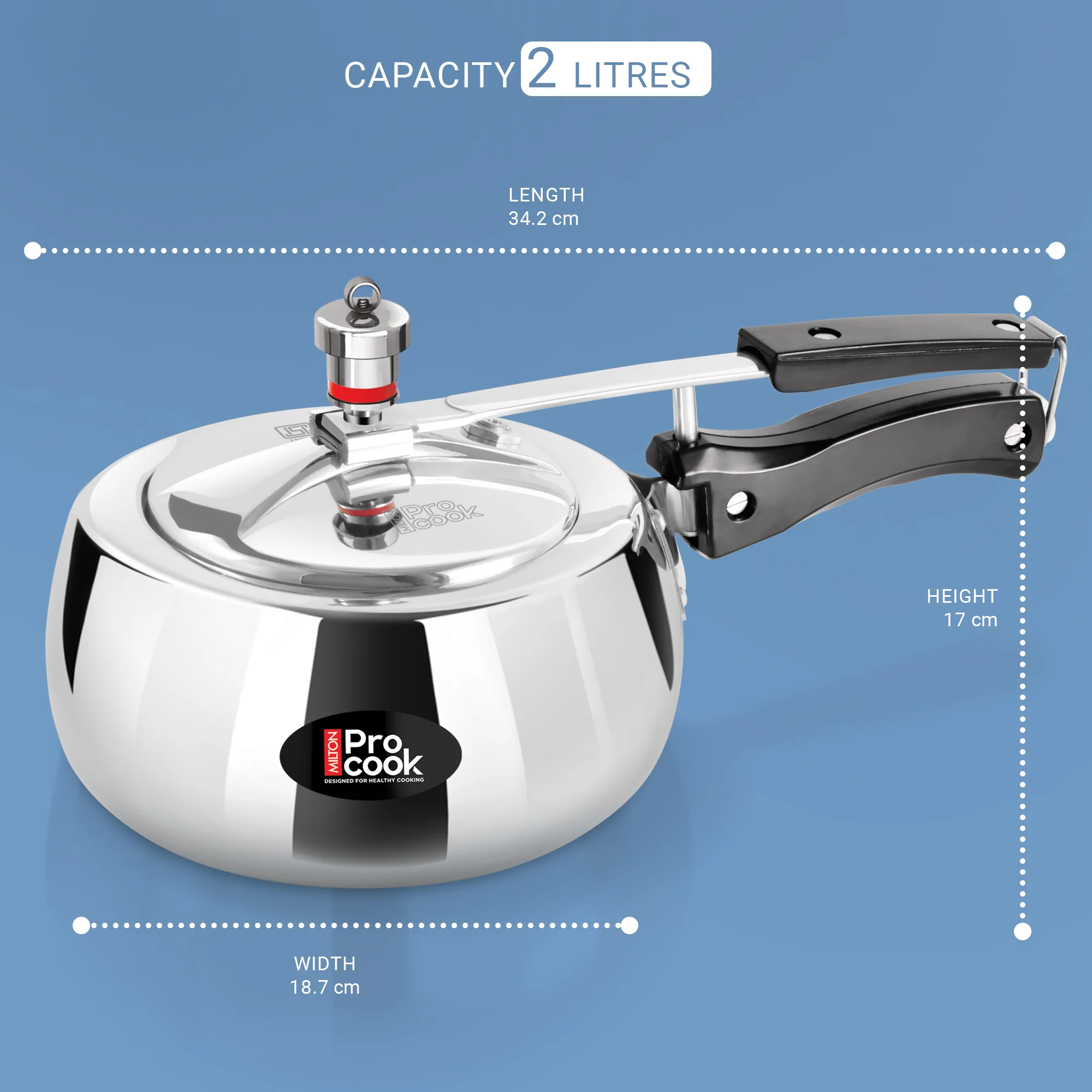 Inner Lid Curve Aluminium Induction Pressure Cooker (Milton Procook) - Image 3