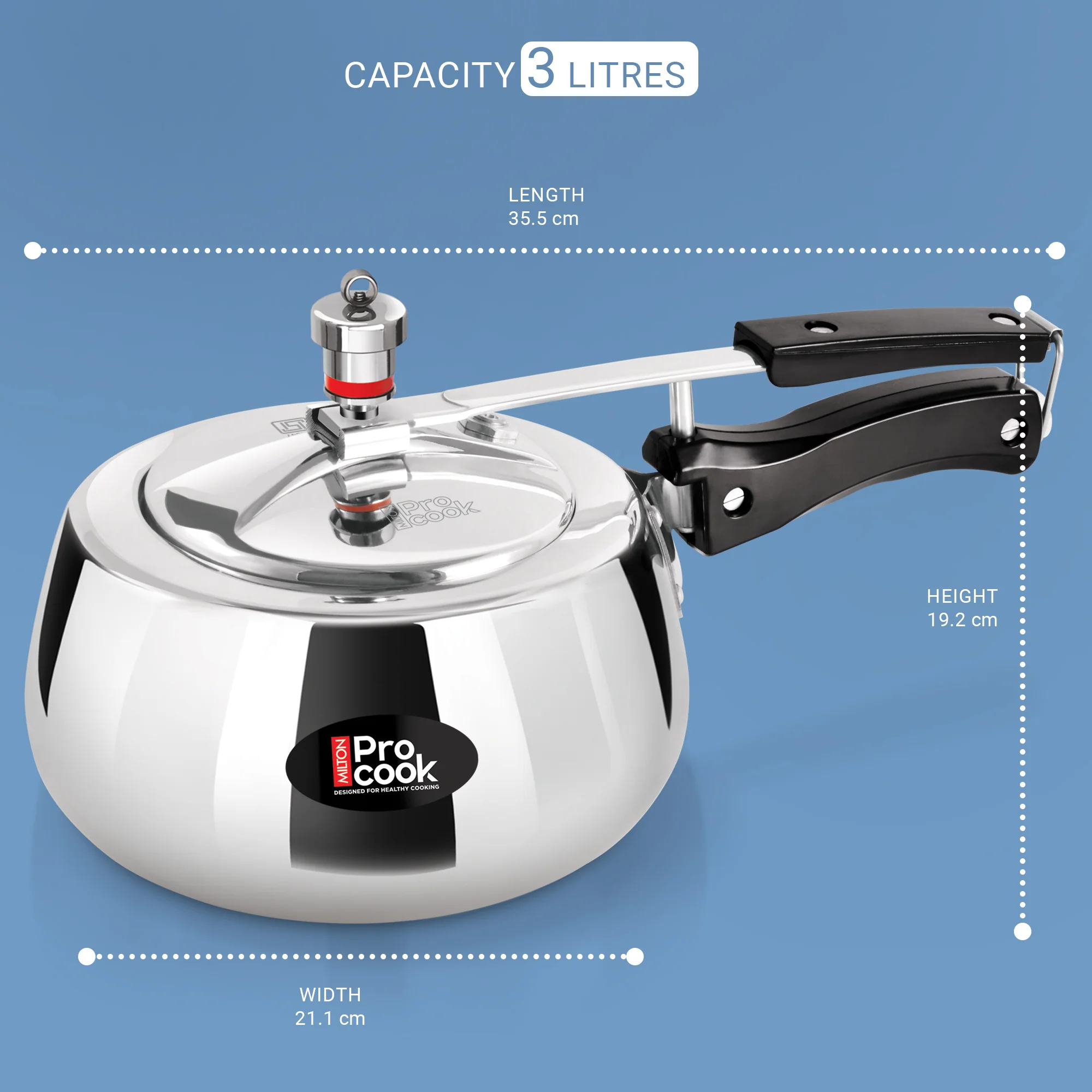 Inner Lid Curve Aluminium Induction Pressure Cooker (Milton Procook) - Image 4