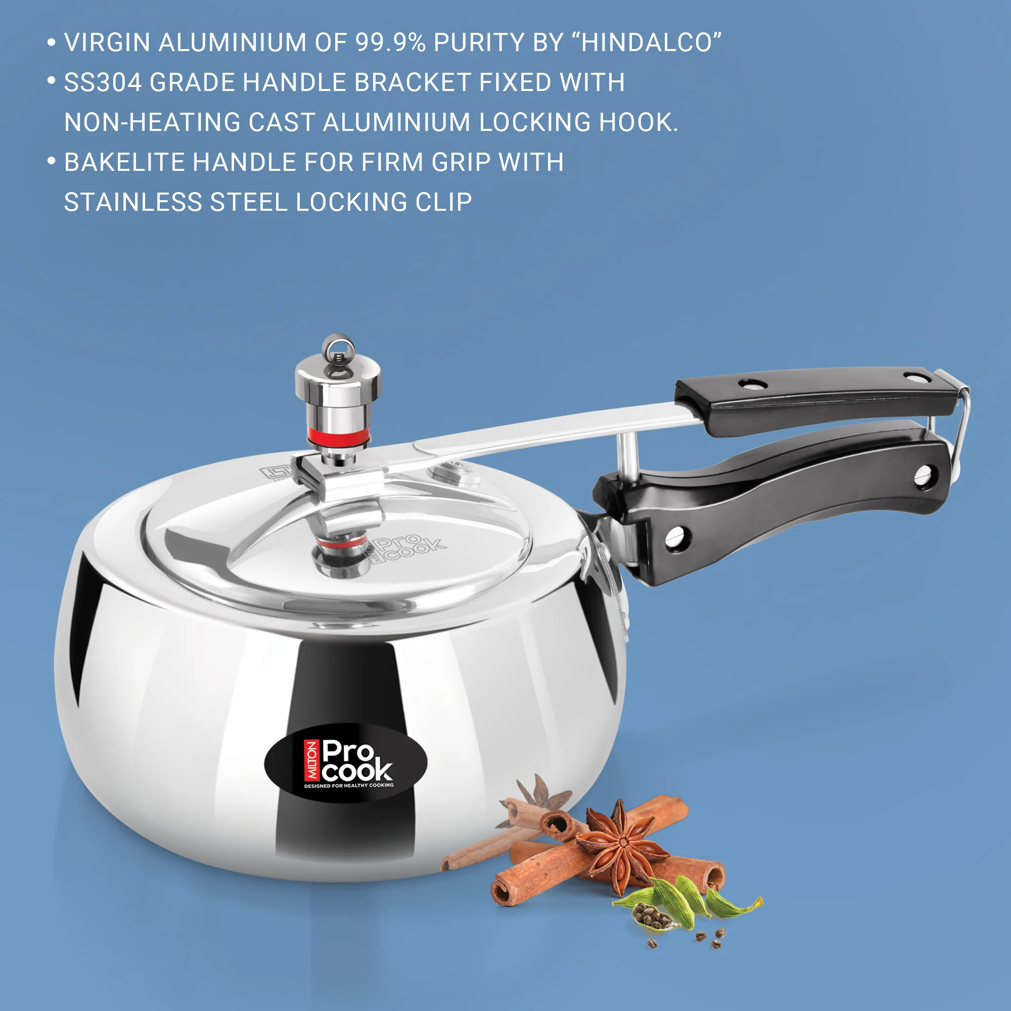 Inner Lid Curve Aluminium Induction Pressure Cooker (Milton Procook) - Image 6
