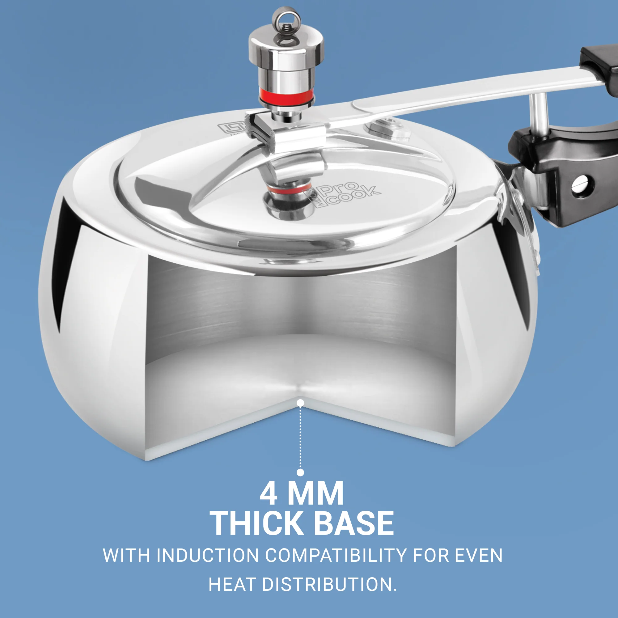 Inner Lid Curve Aluminium Induction Pressure Cooker (Milton Procook) - Image 8