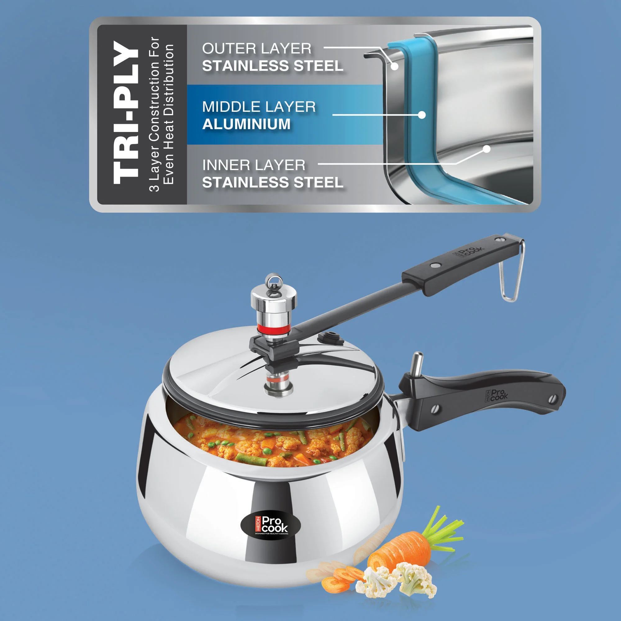 Pressure Cooker Inner Lid Curve Triply (Milton Procook) - Image 6