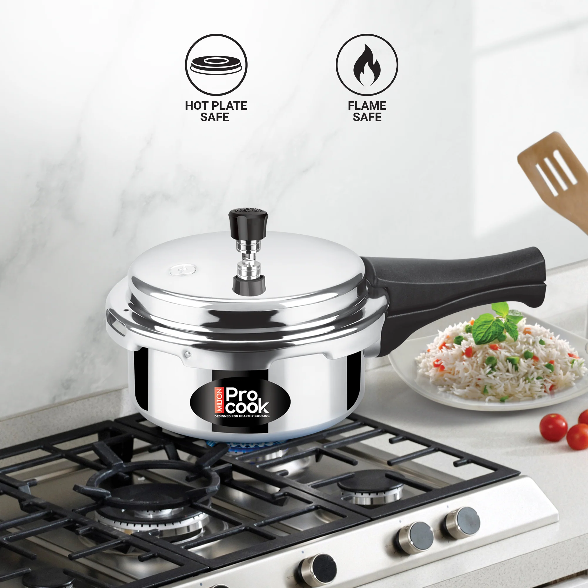 Pressure Cooker Outer Lid Aluminium Non Induction (Milton Procook) - Image 3
