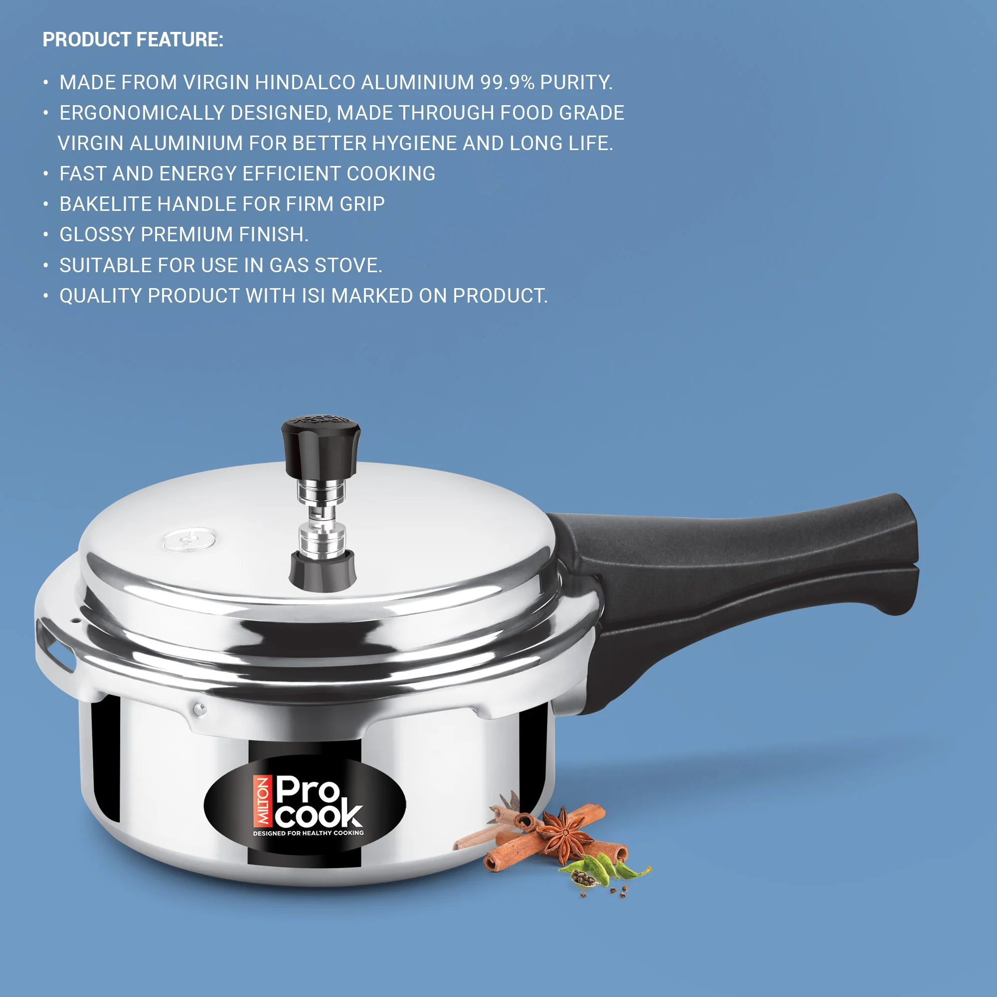 Pressure Cooker Outer Lid Aluminium Non Induction (Milton Procook) - Image 5