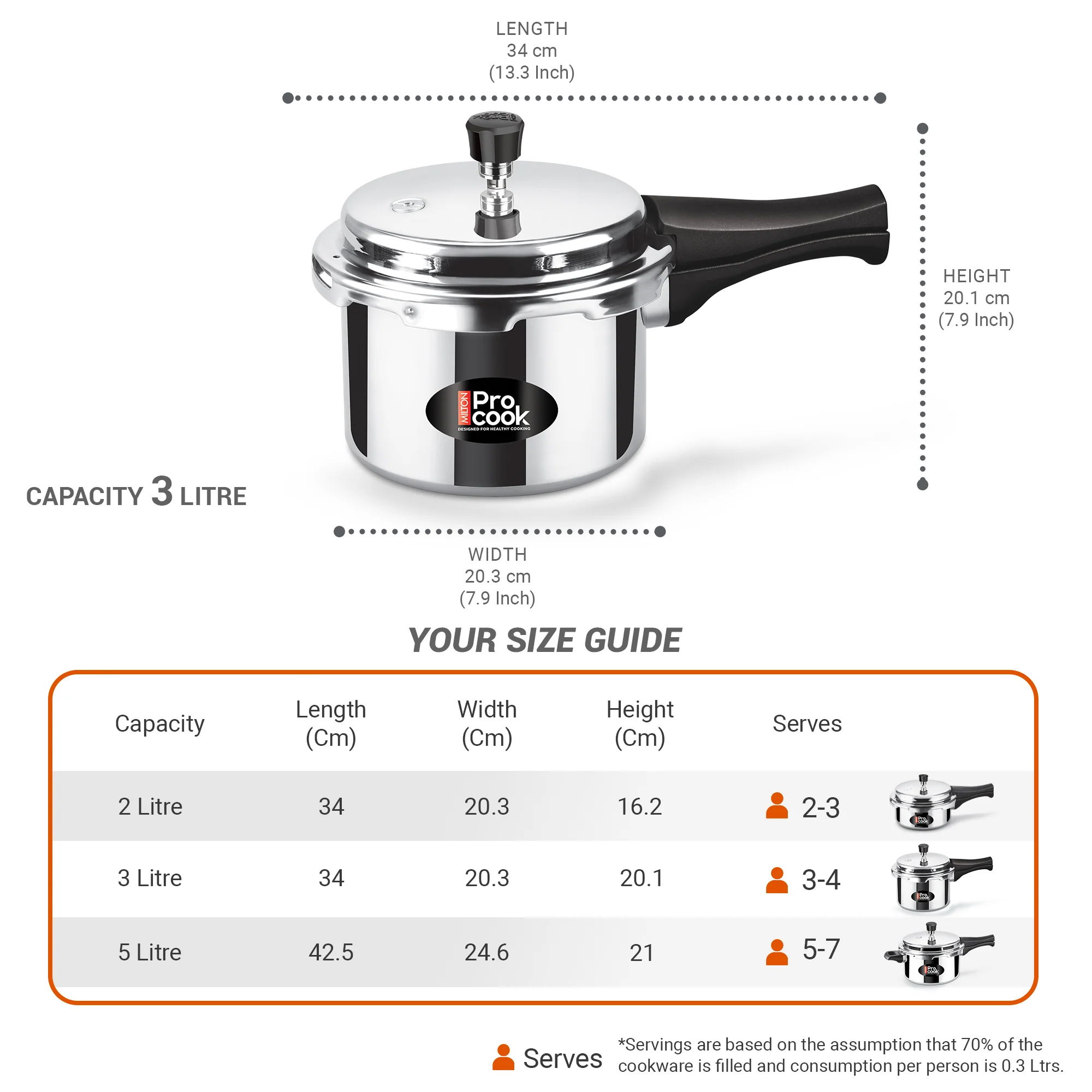Pressure Cooker Outer Lid Aluminium Non Induction (Milton Procook) - Image 7