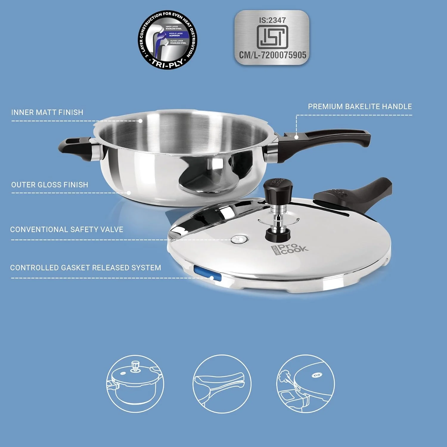 Triply Pressure Cooker (Milton Procook) - Image 6