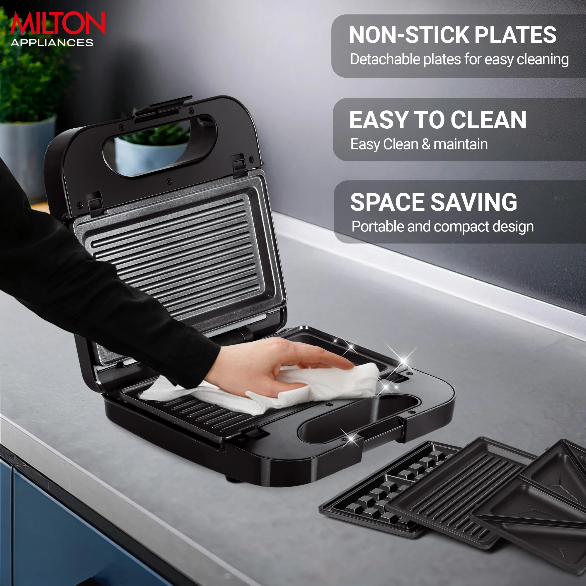 Wodden Sandwich Griller HSM003 3-IN-1  (Milton) - Image 3