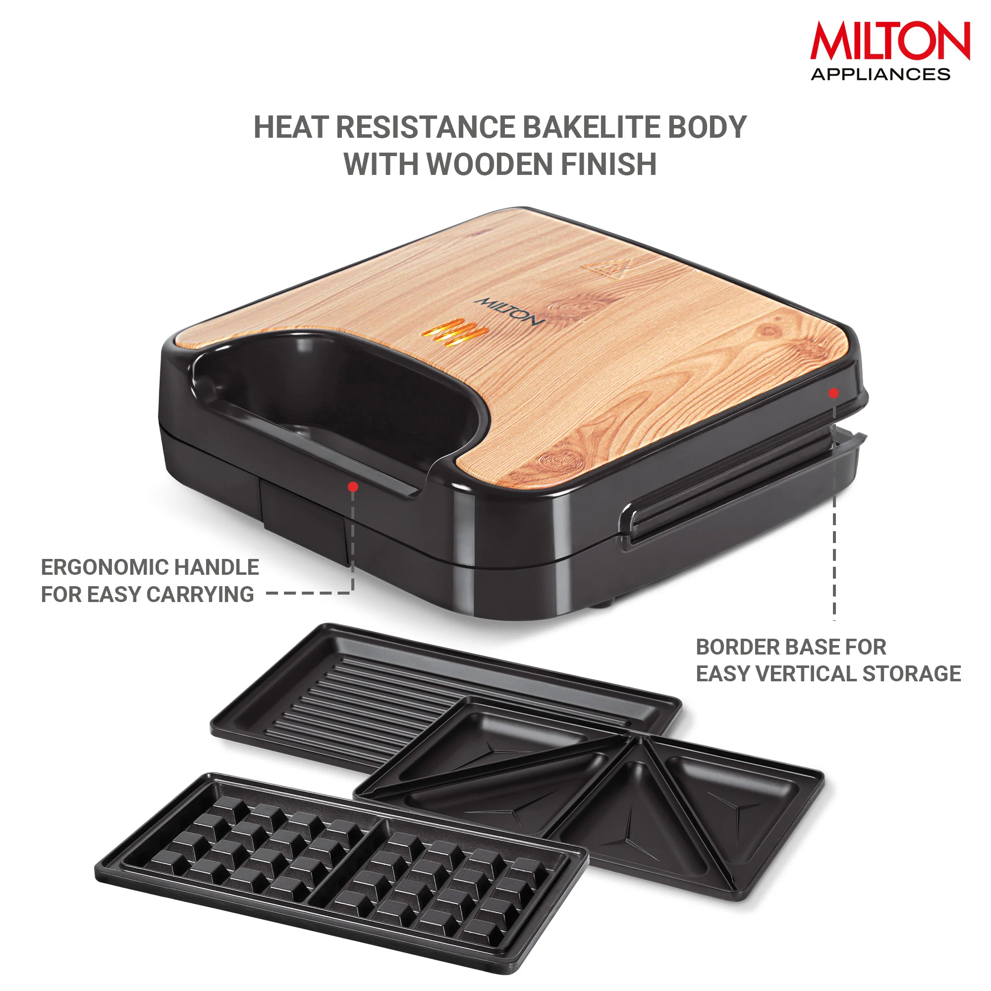 Wodden Sandwich Griller HSM003 3-IN-1  (Milton) - Image 4