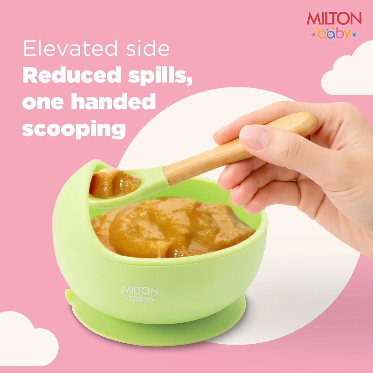 Silicone Suction Bowl With Spoon For Baby (Milton) - Image 3