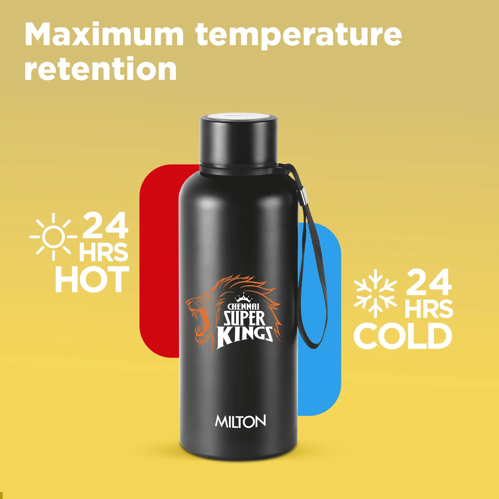 Sports Aura UV Printing Thermosteel Bottle - Chennai Super Kings (CSK) - Milton - Image 2