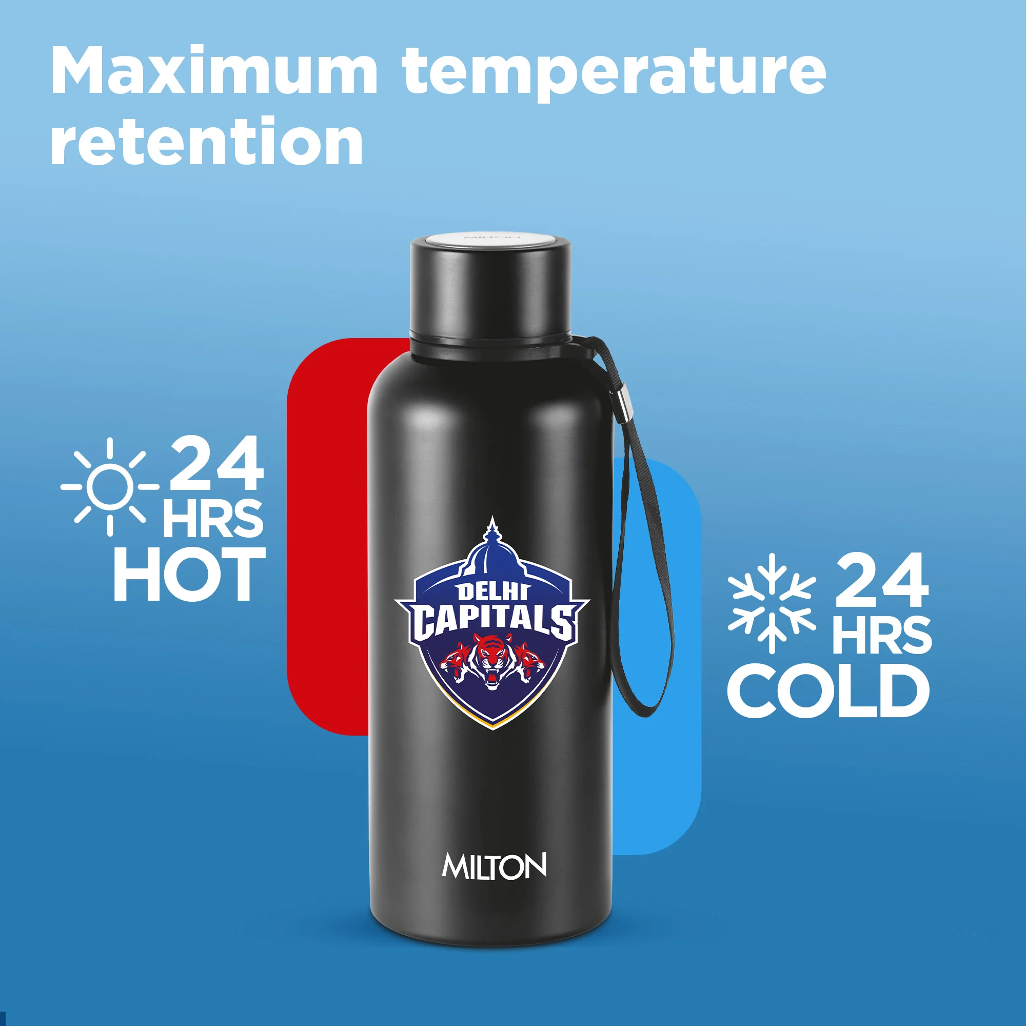 Sports Aura UV Printing Thermosteel Bottle - Delhi Capitals (DC) - Milton - Image 2