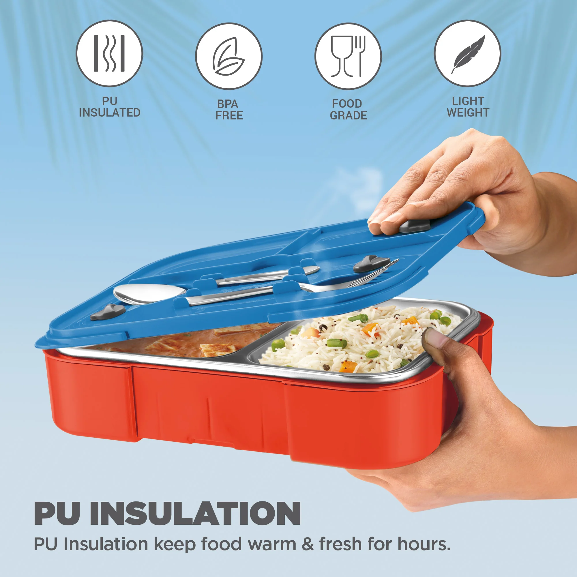Sports Ethan 2 UV Printing Steel Thermoware Lunchbox - Delhi Capitals (DC) - Milton - Image 2