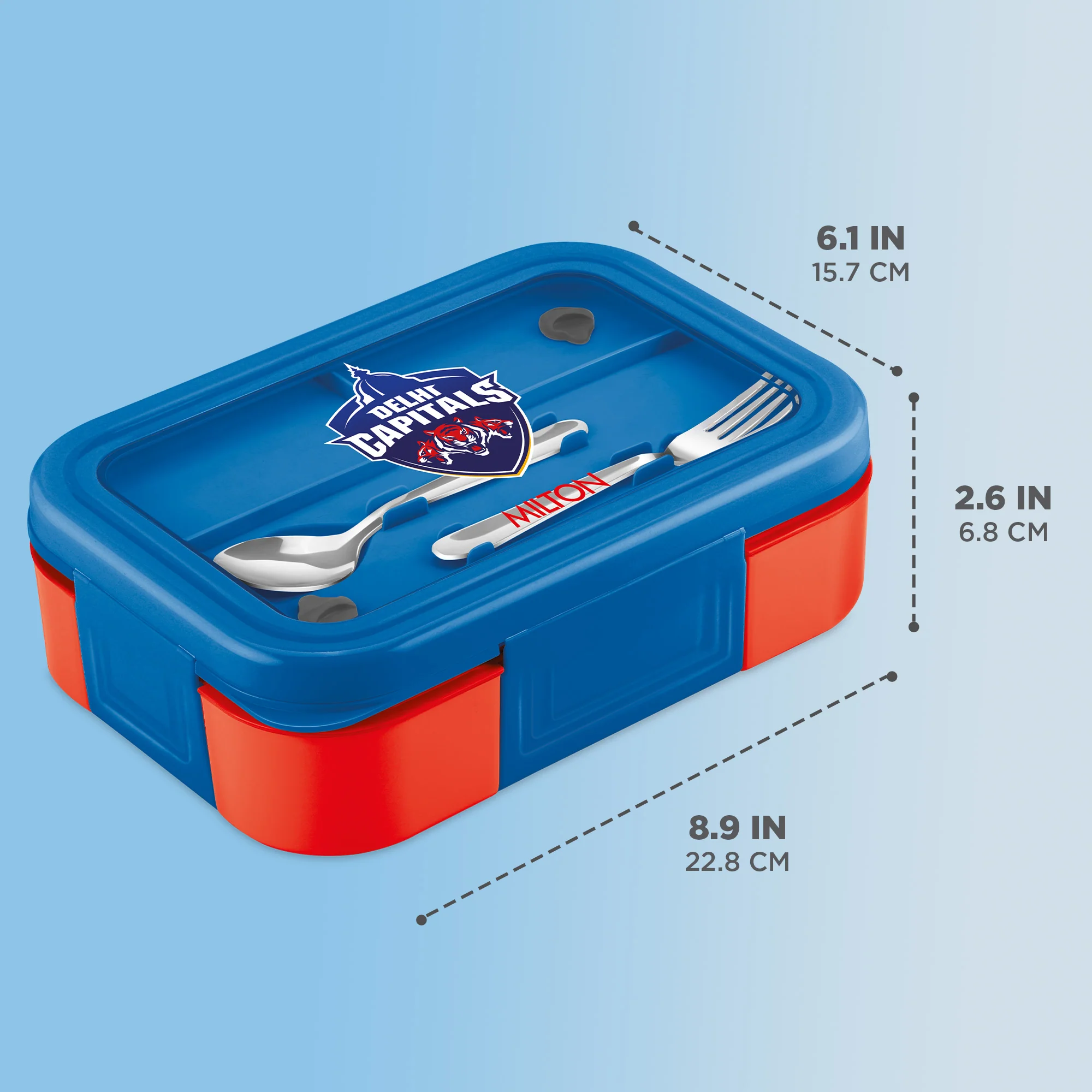 Sports Ethan 2 UV Printing Steel Thermoware Lunchbox - Delhi Capitals (DC) - Milton - Image 3