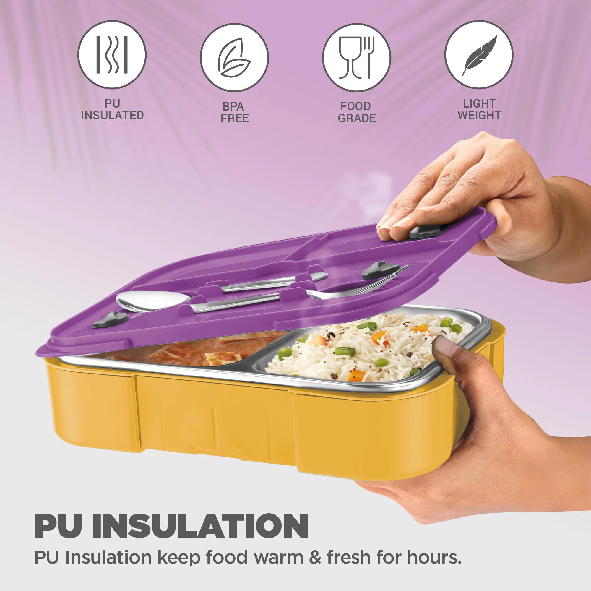 Sports Ethan 2 UV Printing Steel Thermoware Lunchbox - Kolkata Knight Riders (KKR) - Milton - Image 2