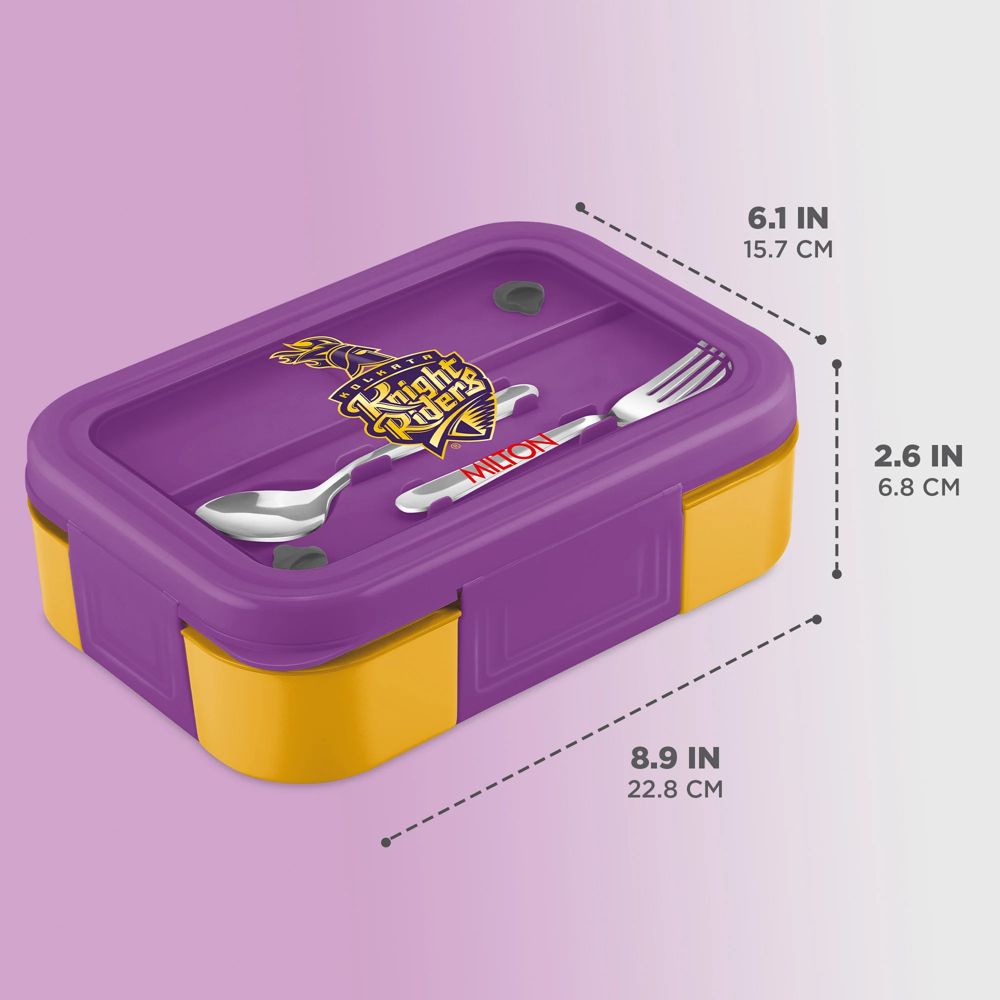 Sports Ethan 2 UV Printing Steel Thermoware Lunchbox - Kolkata Knight Riders (KKR) - Milton - Image 3