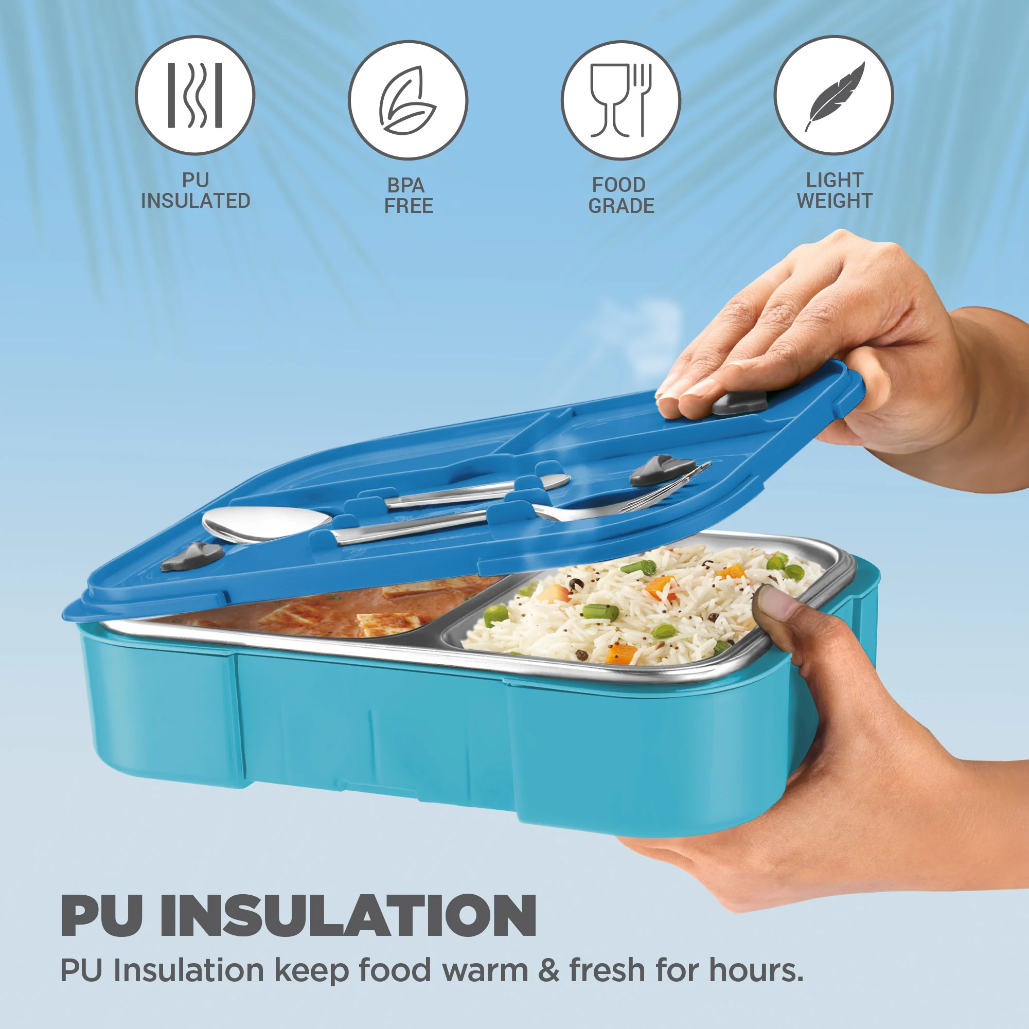 Sports Ethan 2 UV Printing Steel Thermoware Lunchbox - Mumbai Indians (MI) - Milton - Image 2