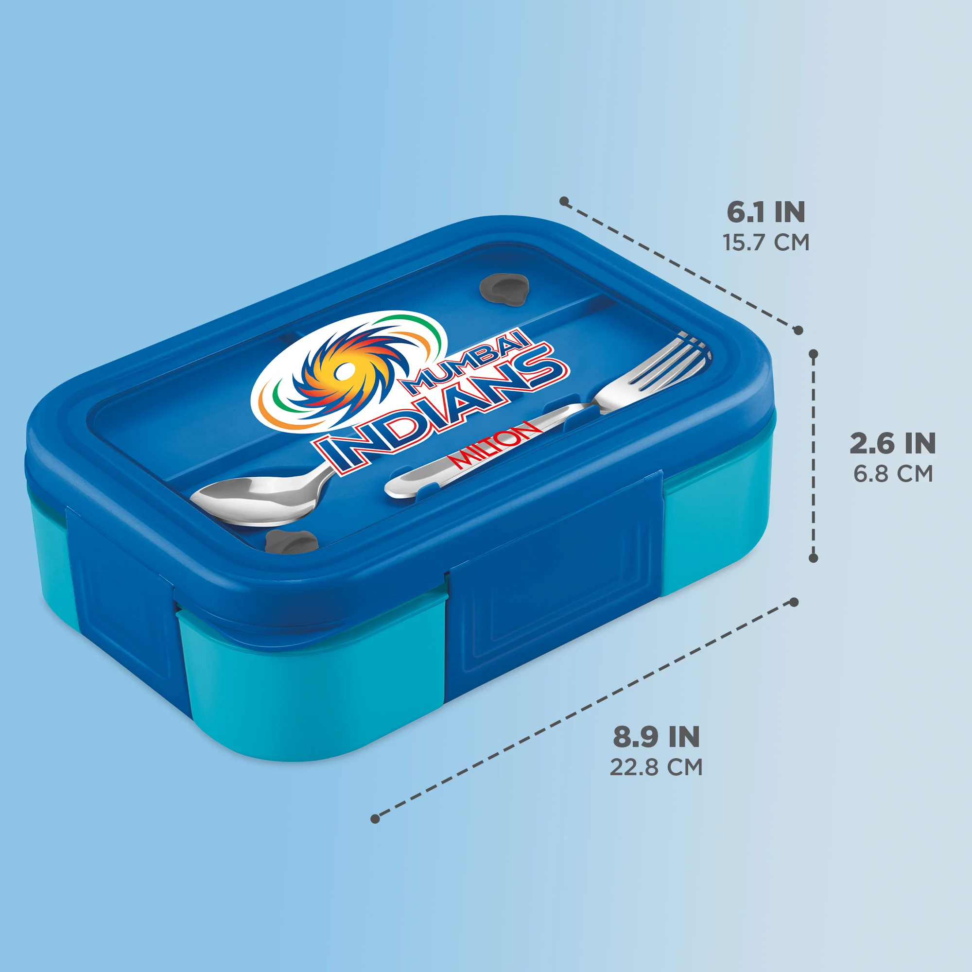 Sports Ethan 2 UV Printing Steel Thermoware Lunchbox - Mumbai Indians (MI) - Milton - Image 3