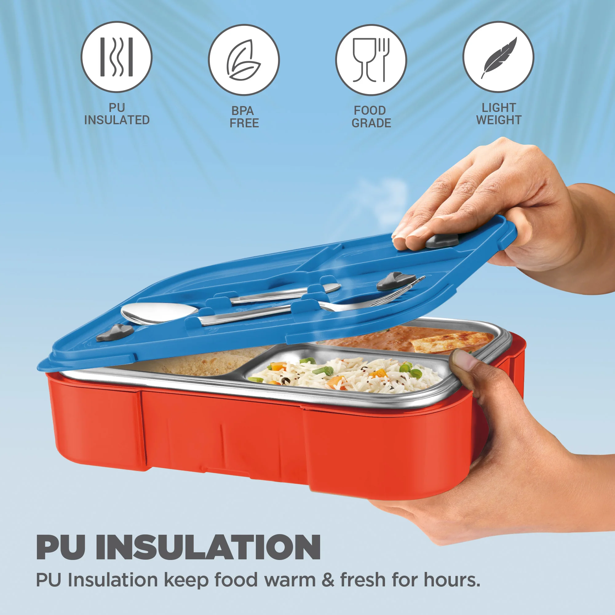 Sports Ethan 3 UV Printing Steel Thermoware Lunchbox - Delhi Capitals (DC) - Milton - Image 2
