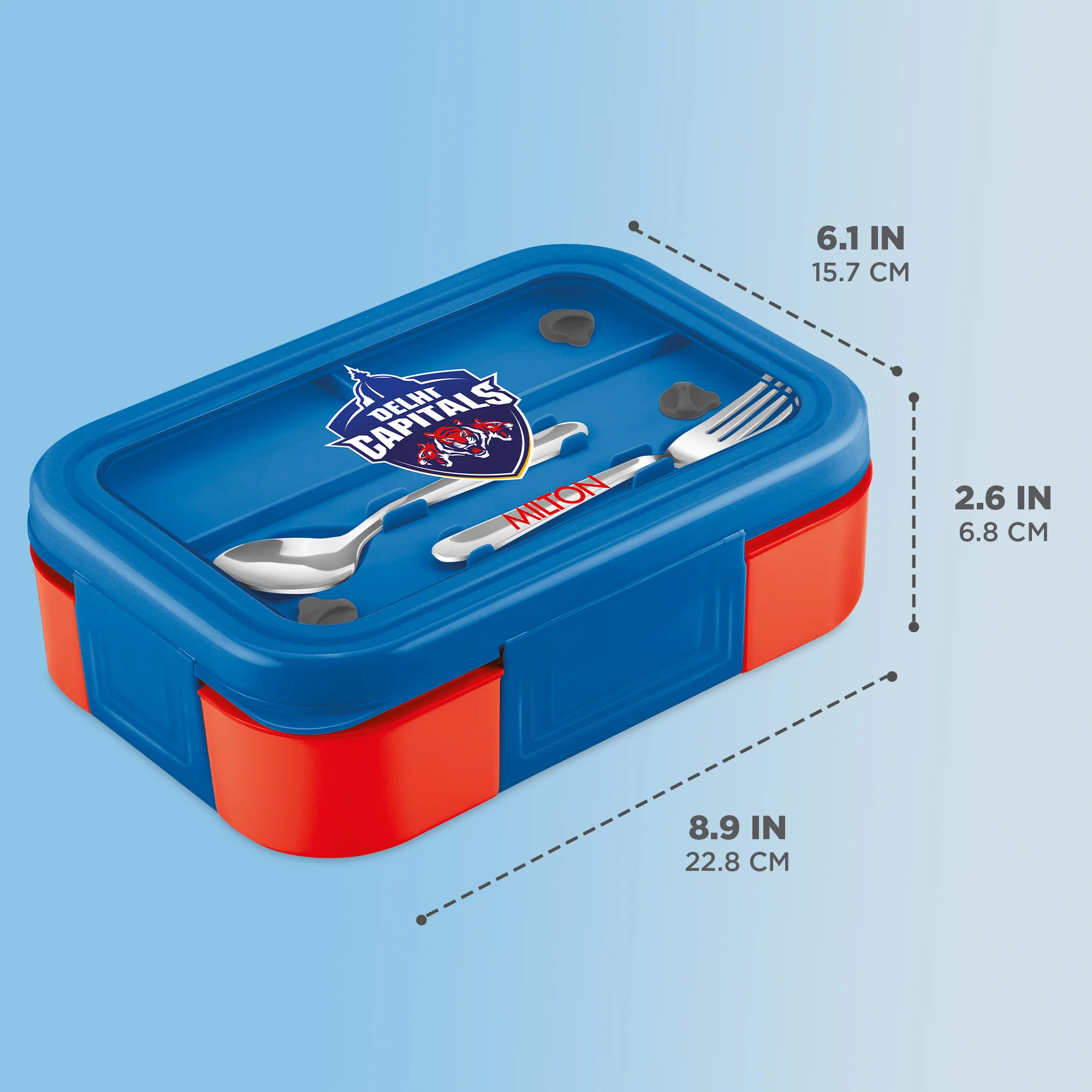Sports Ethan 3 UV Printing Steel Thermoware Lunchbox - Delhi Capitals (DC) - Milton - Image 3
