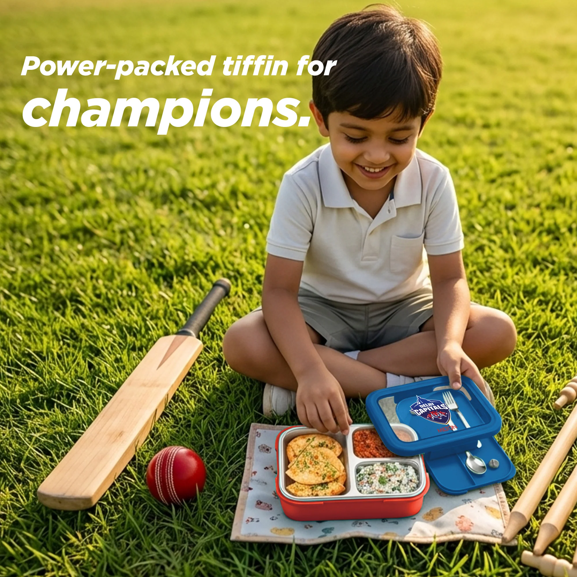 Sports Ethan 3 UV Printing Steel Thermoware Lunchbox - Delhi Capitals (DC) - Milton - Image 5