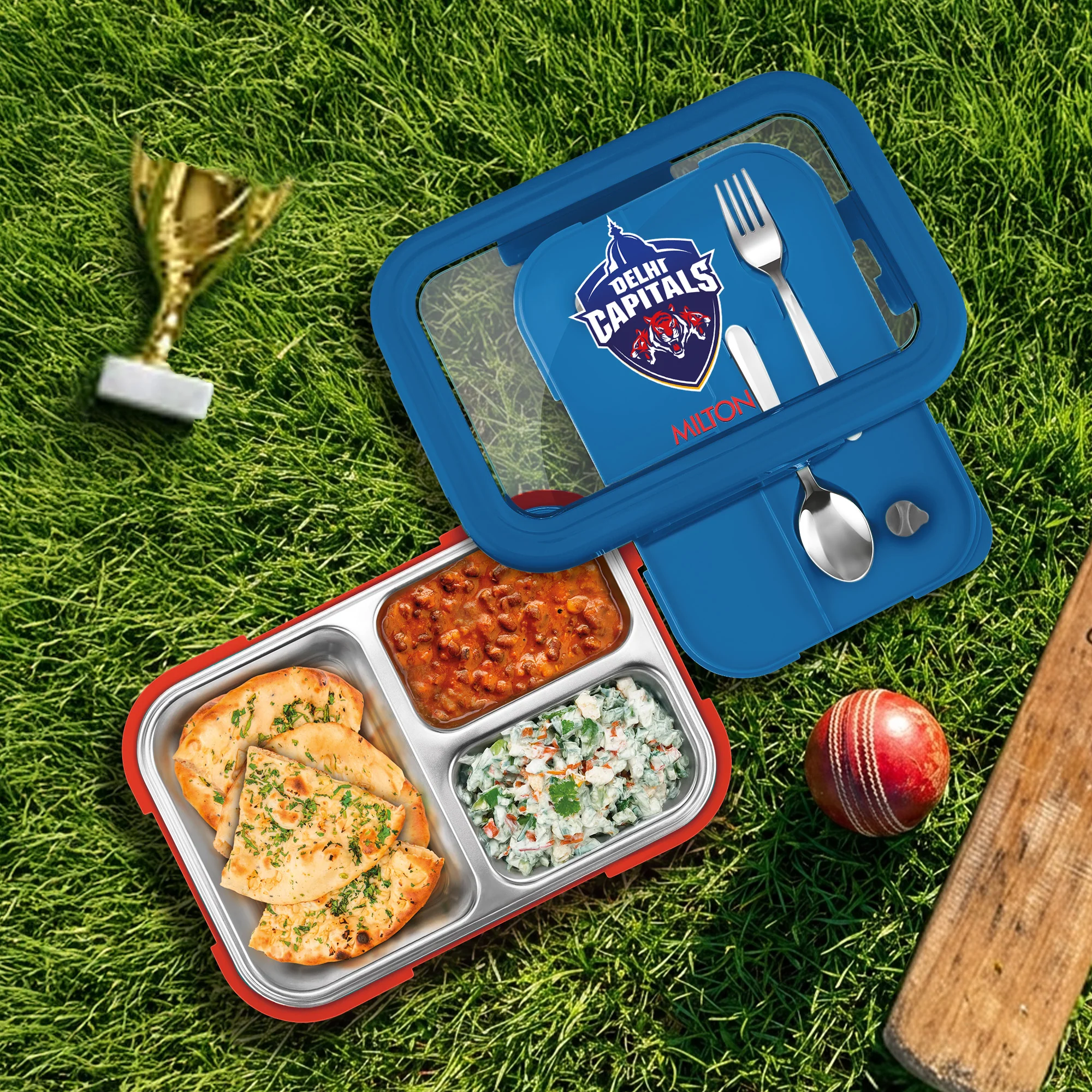 Sports Ethan 3 UV Printing Steel Thermoware Lunchbox - Delhi Capitals (DC) - Milton - Image 7