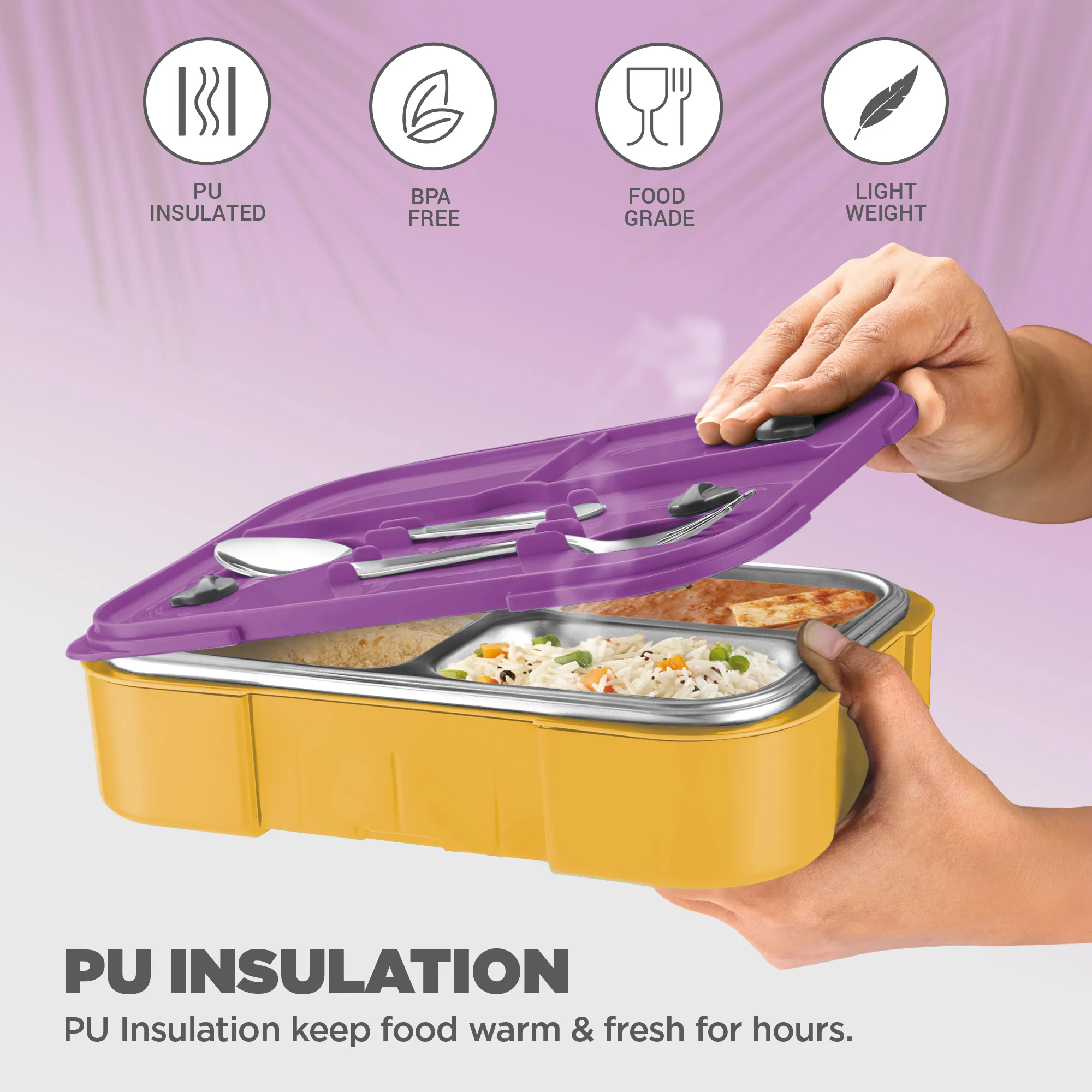 Sports Ethan 3 UV Printing Steel Thermoware Lunchbox - Kolkata Knight Riders (KKR) - Milton - Image 2
