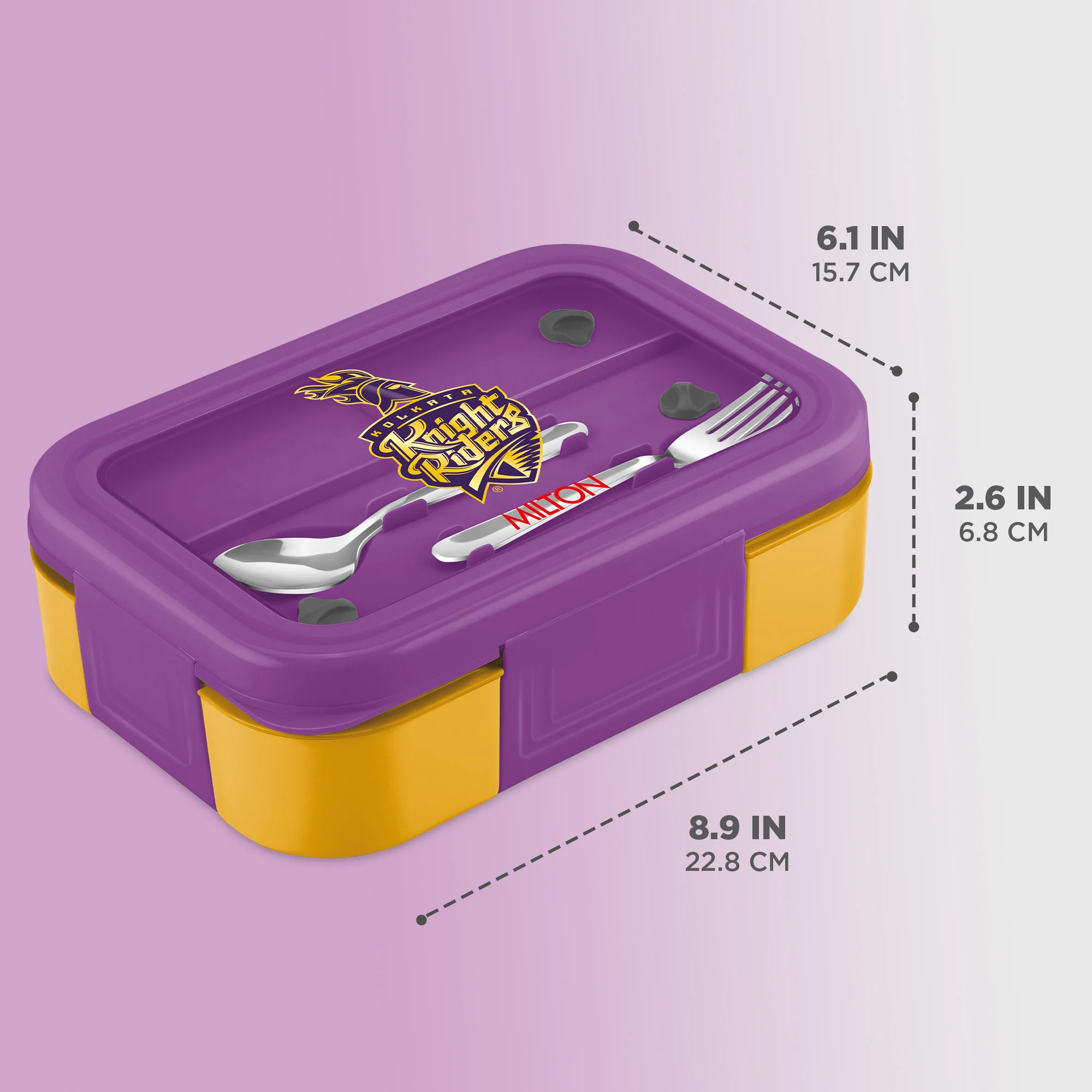 Sports Ethan 3 UV Printing Steel Thermoware Lunchbox - Kolkata Knight Riders (KKR) - Milton - Image 3