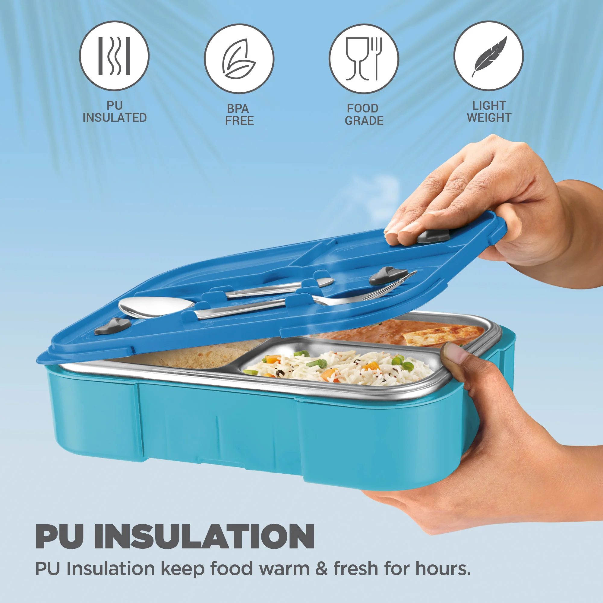 Sports Ethan 3 UV Printing Steel Thermoware Lunchbox - Mumbai Indians (MI) - Milton - Image 2