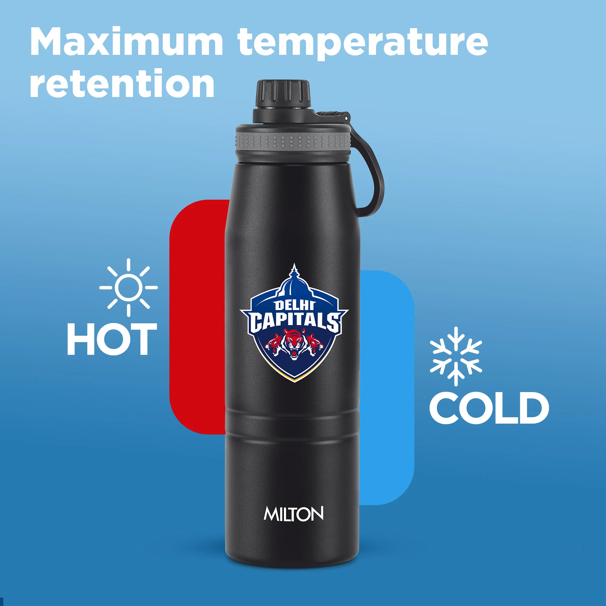 Sports Sparkle UV Printing Thermosteel Bottle - Delhi Capitals (DC) - Milton - Image 2