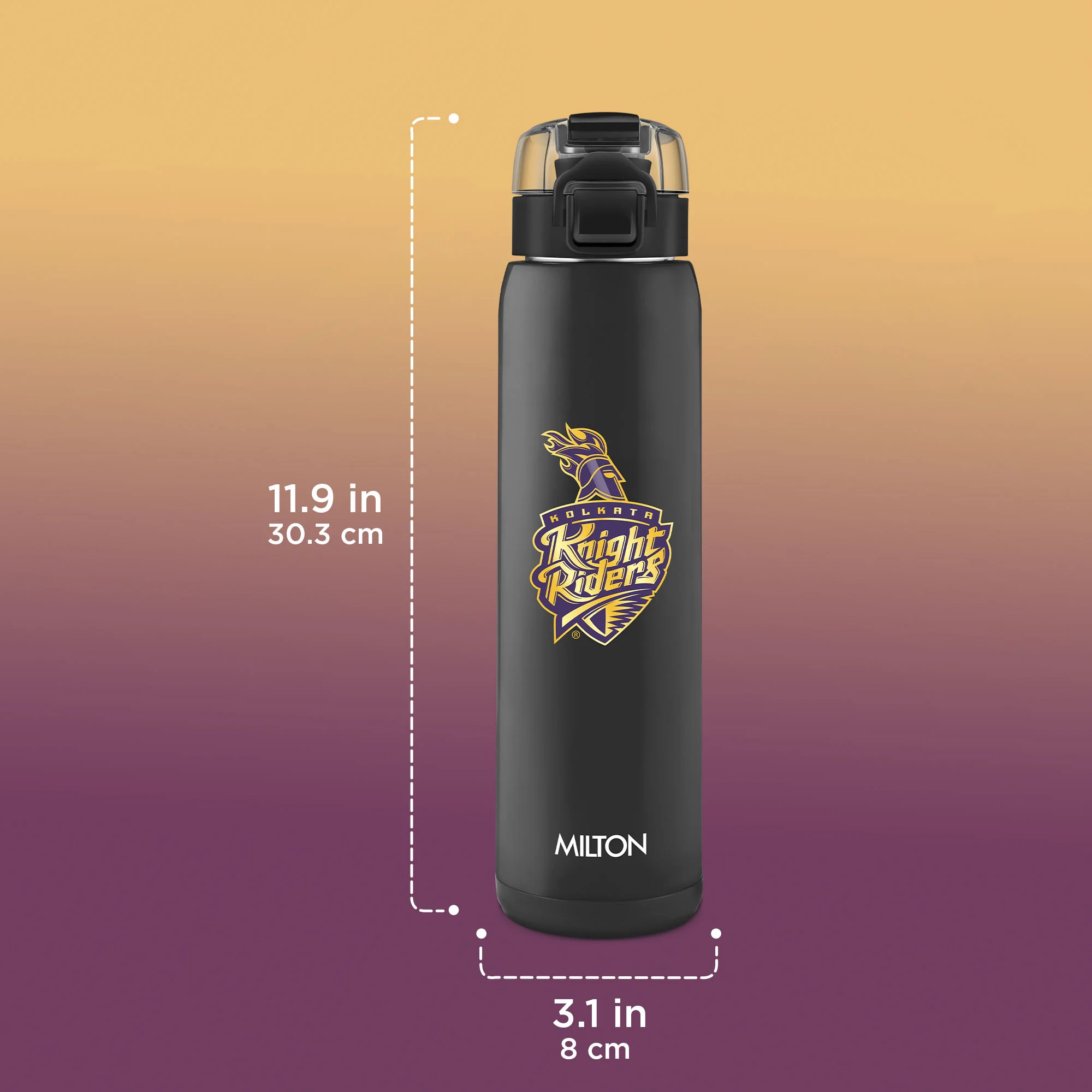 Sports Steel Edge UV Printing Thermoware Bottle With Twin Lid - Kolkata Knight Riders (KKR) - Milton - Image 10