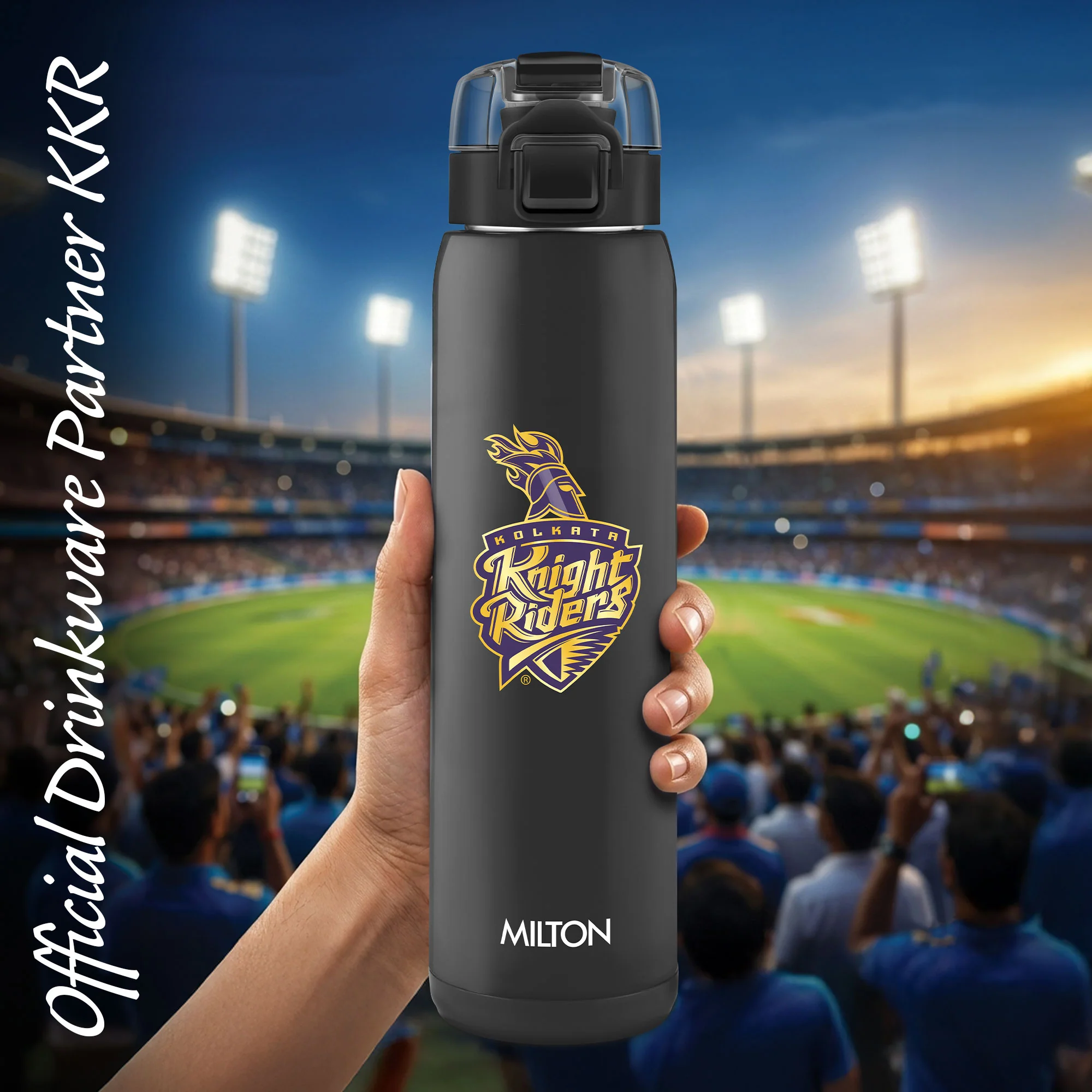 Sports Steel Edge UV Printing Thermoware Bottle With Twin Lid - Kolkata Knight Riders (KKR) - Milton - Image 14