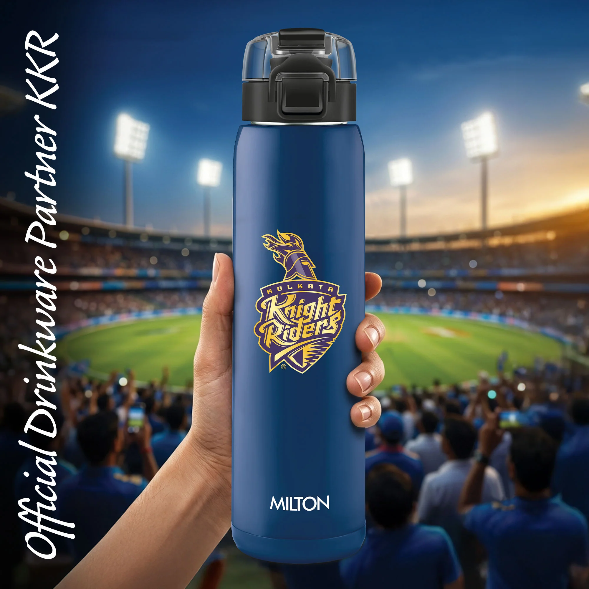 Sports Steel Edge UV Printing Thermoware Bottle With Twin Lid - Kolkata Knight Riders (KKR) - Milton - Image 7